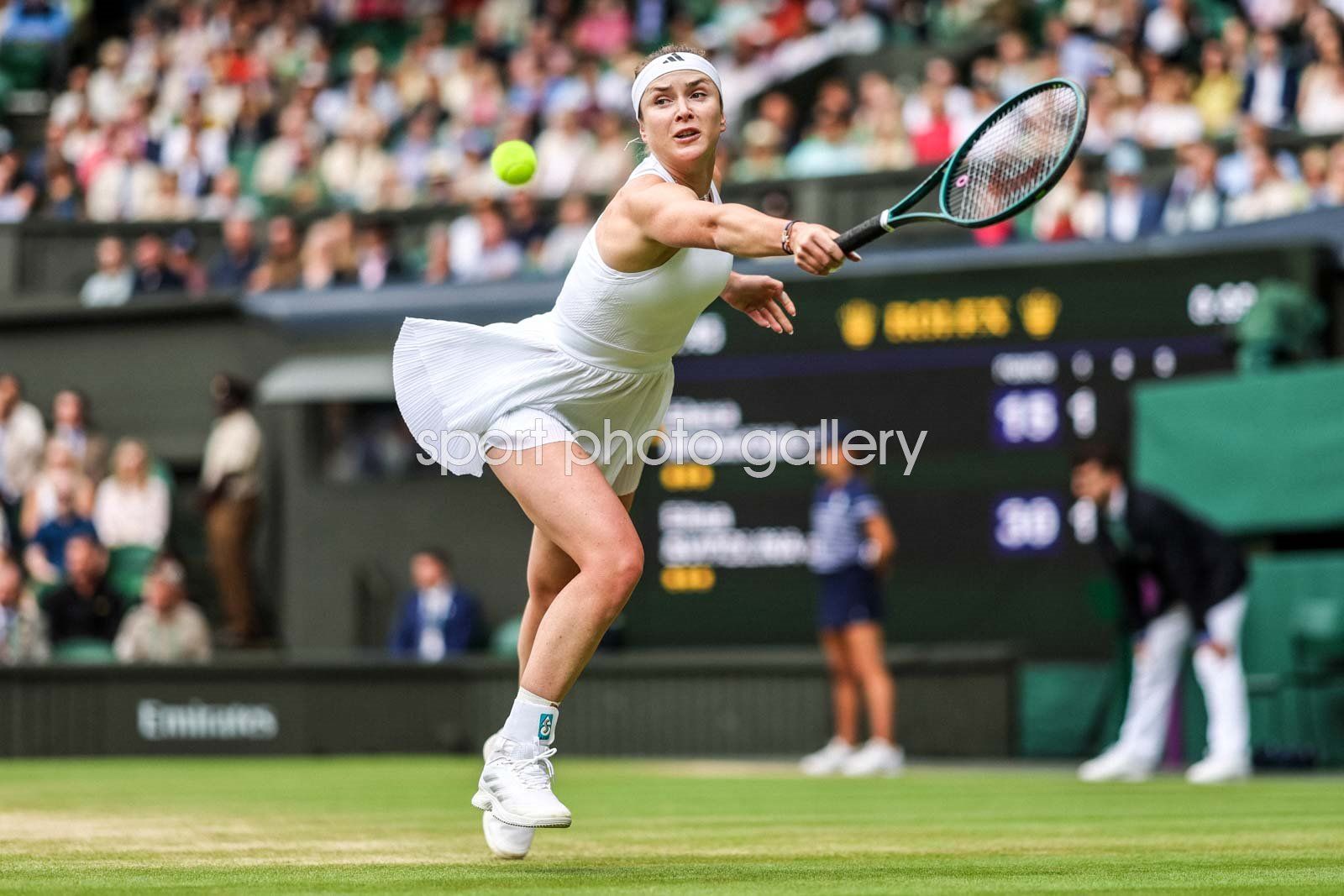 1600x1067 Elina Svitolina Ukraine backhand v Elena Rybakina Quarter Final Wimbledon 2024 Image