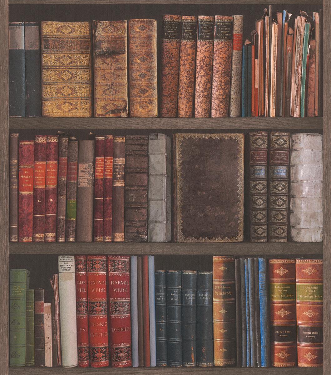 1060x1198 Rasch Luxury Library Bookcase / Vintage Bookshelf Multi Wallpaper 934809