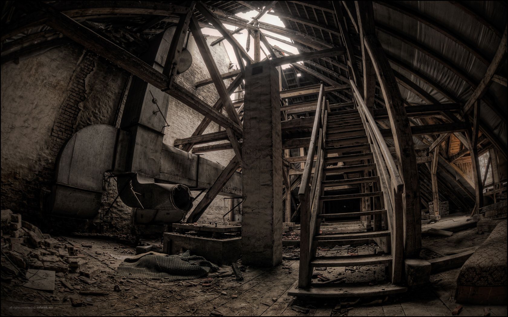 1680x1050 urban, Decay, Abandon, Deserted, Stairs, Apocalyptic, Building, Ruins Wallpaper HD / Desktop and Mobile Background