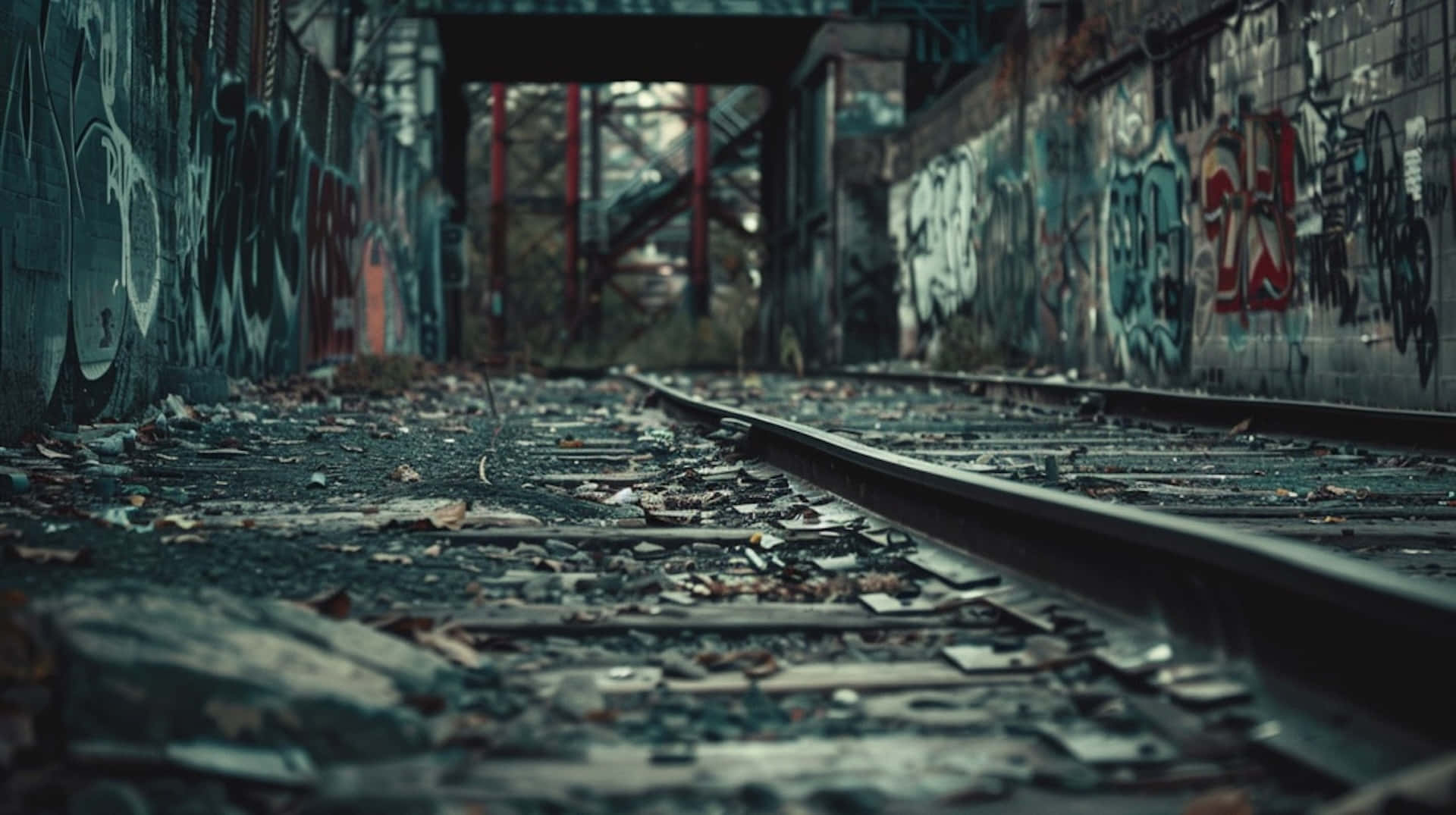 1920x1075 Download Urban Decay Railroad Track Graffiti Wallpaper