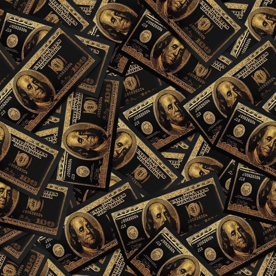 894x894 Reateforin Black Gold 100 Dollar Bills Wall Decor for Men Living Room Large Removable Wallpaper 17.7 x 32.8ft