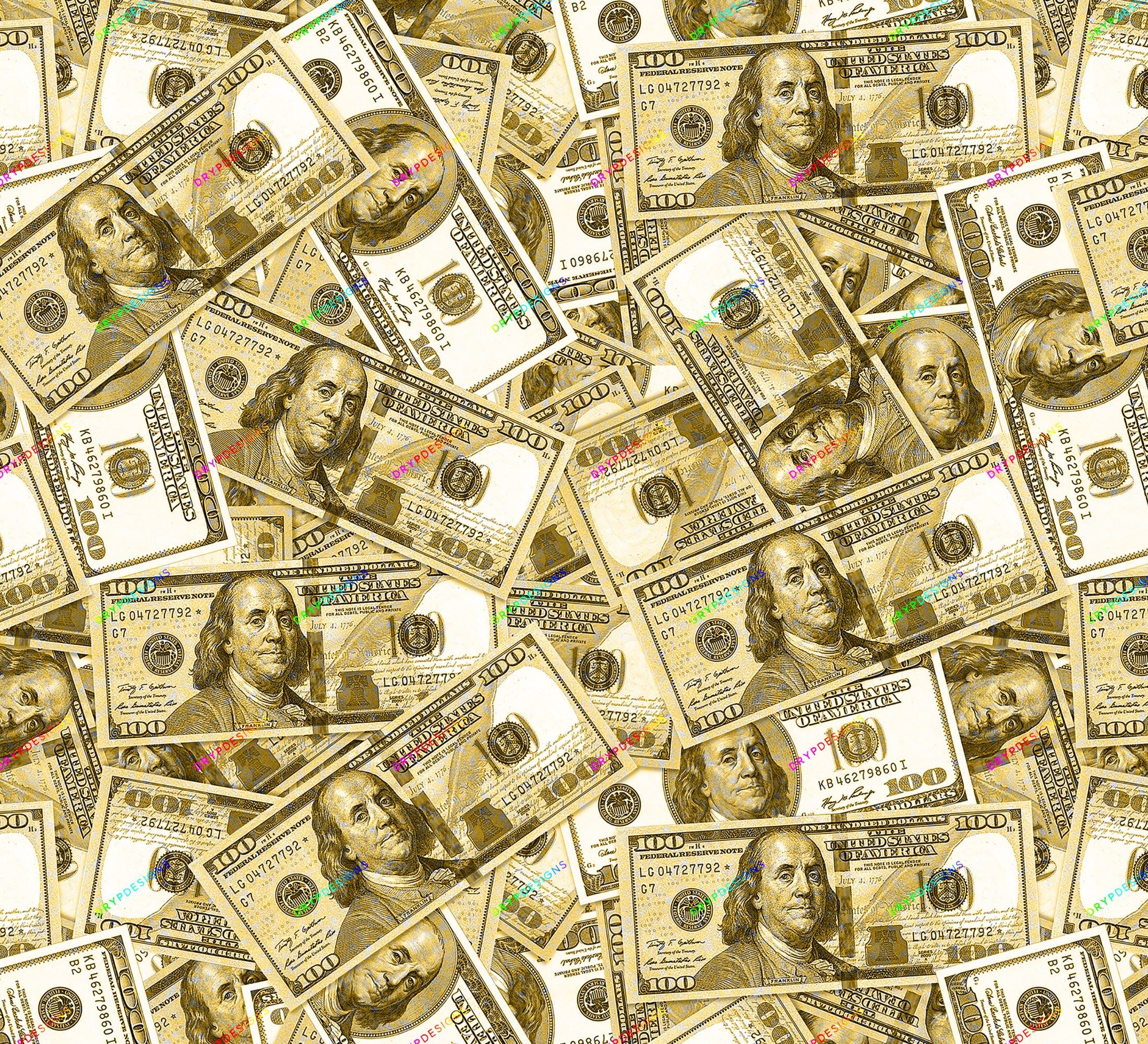 2200x2000 Gold Money Digital Background Dollar Bills Seamless Digital Paper Cash Background PNG