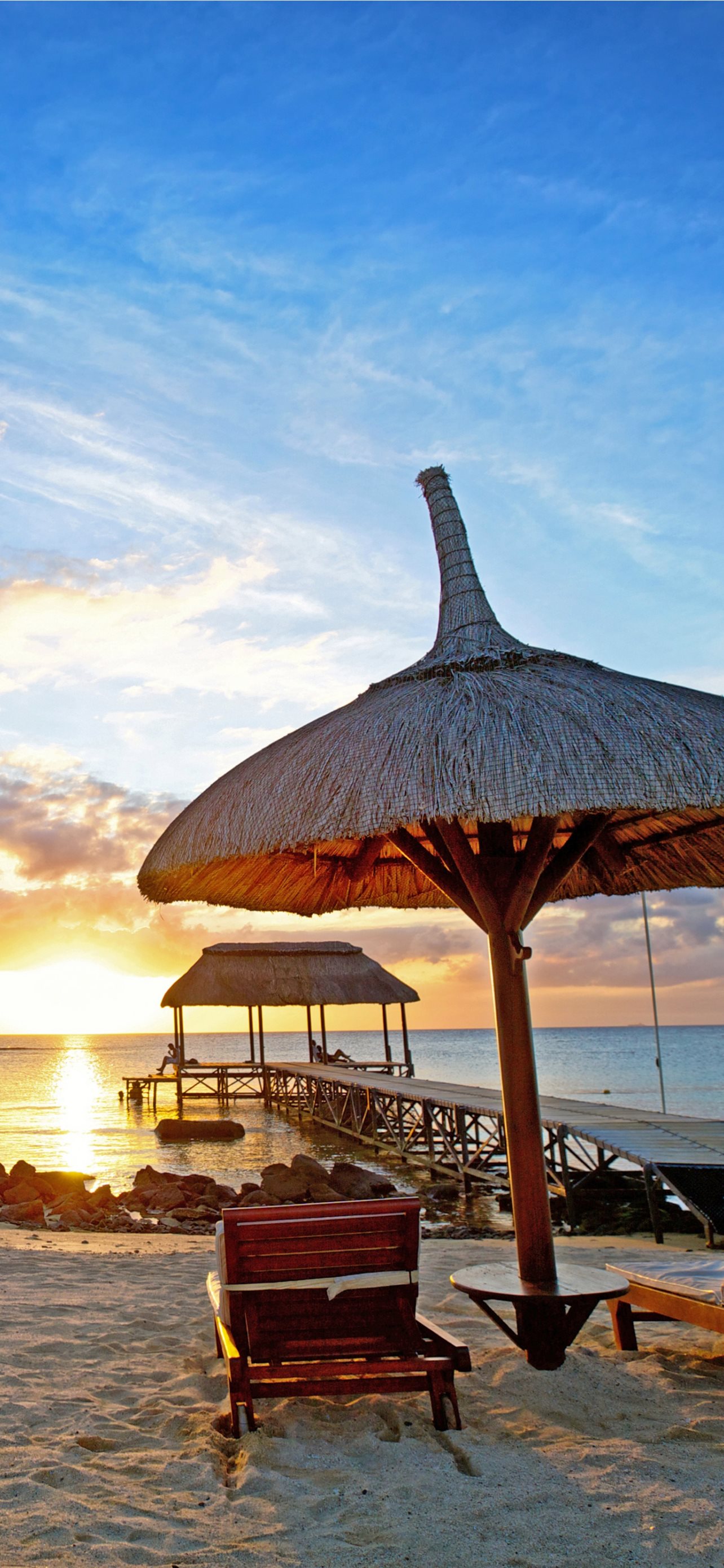 1284x2778 Mauritius sunset Indian ocean beach sand travel to. iPhone Wallpaper Free Download