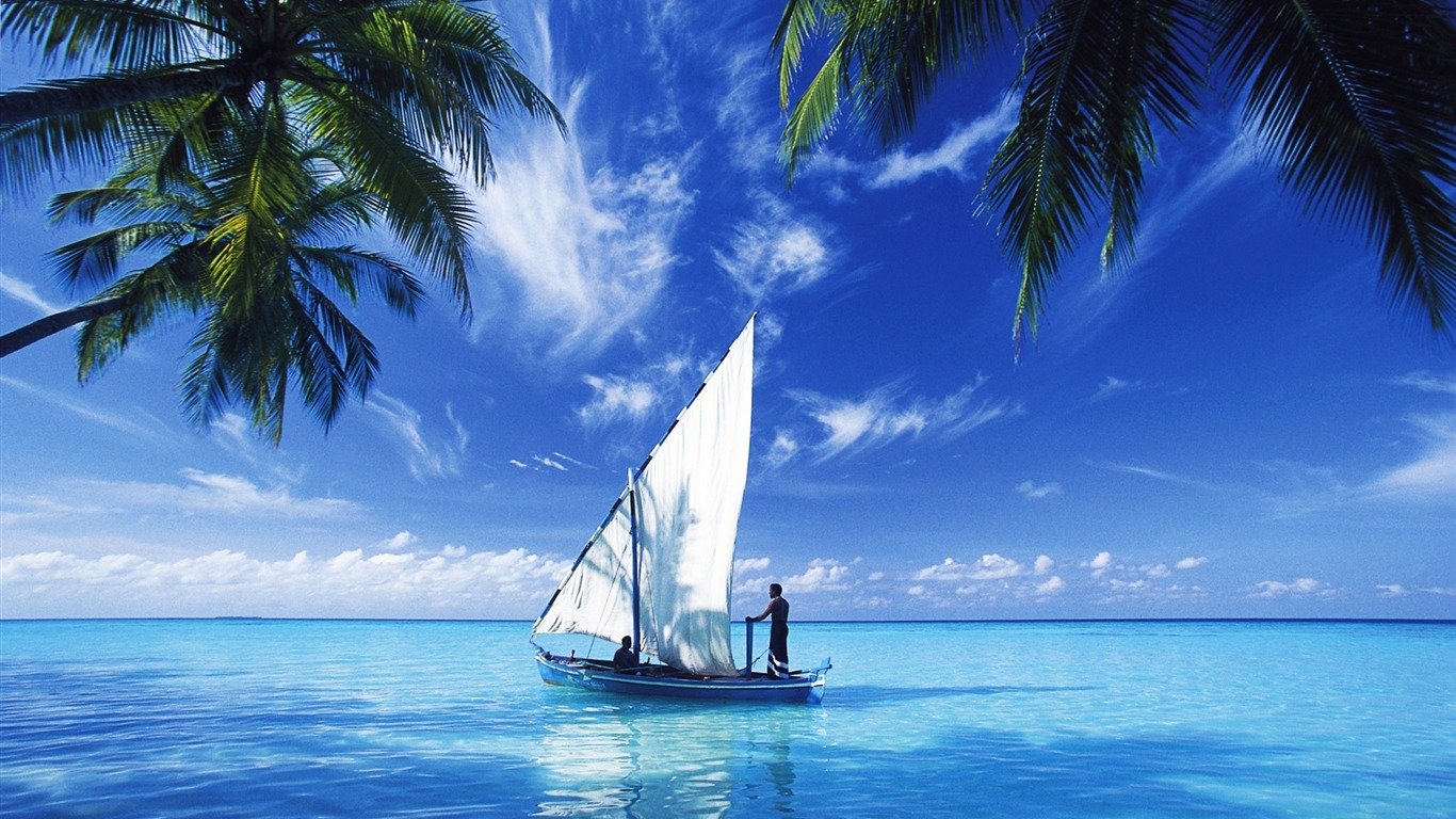 1366x768 Sailing Indian Ocean Landscape Desktop Wallpaper