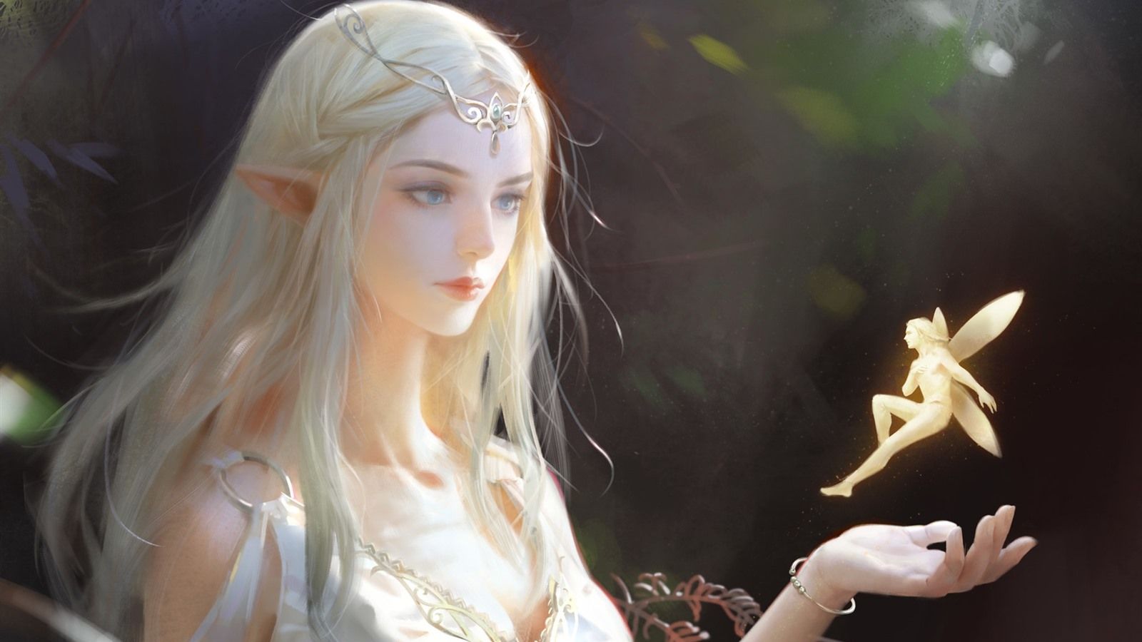 1600x900 Wallpaper Beautiful fantasy girl, elf, art picture 1920x1200 Picture, Image