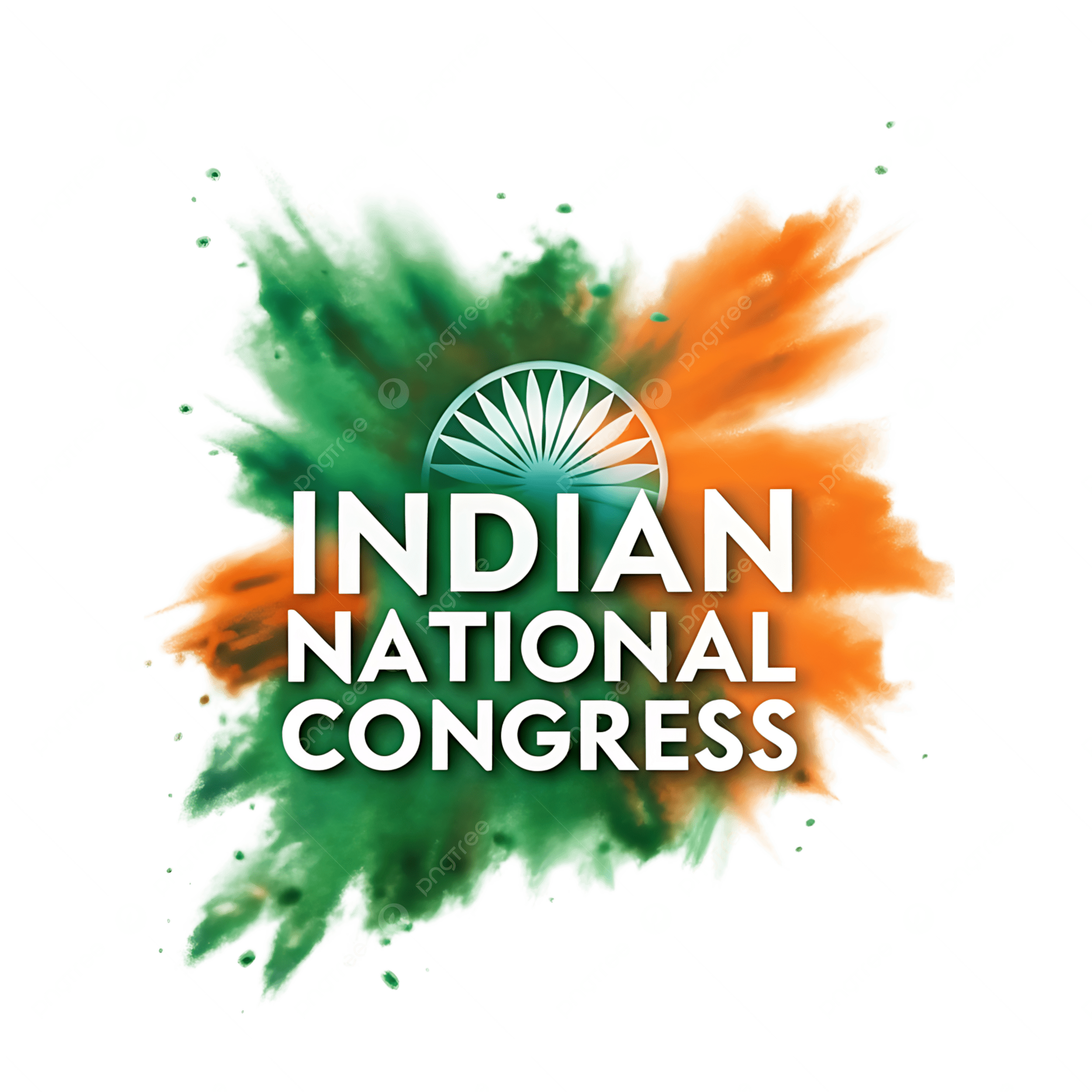 2500x2500 Indian National Congress Logo Design With Green And Orange Watercolor Splashes, Indian, National, Congress PNG Transparent Image and Clipart for Free Download