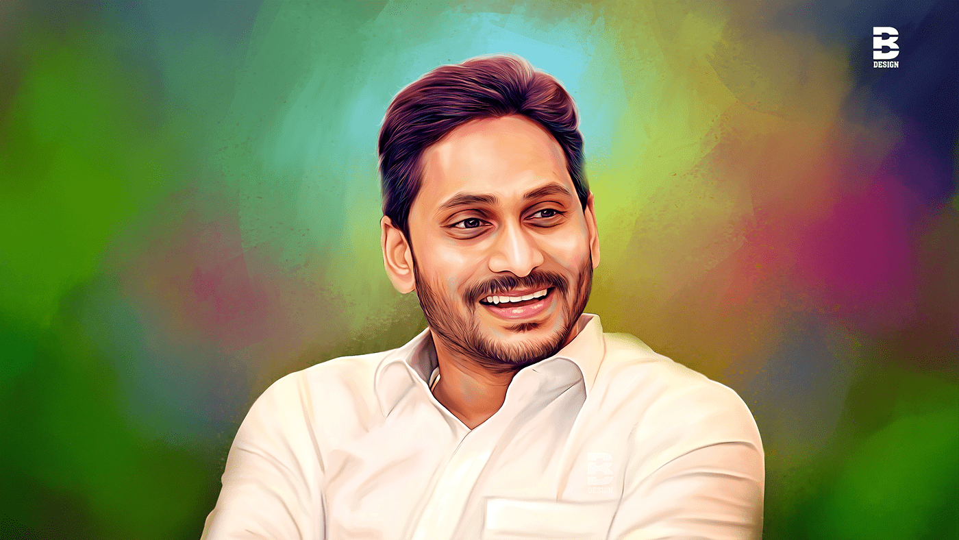 1400x788 YS Jagan Digital Painting - Behance
