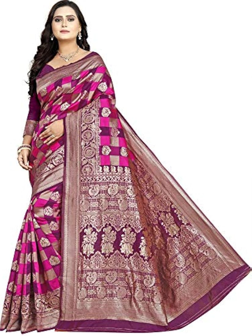 825x1100 Buy HD Women's Banarasi Silk Saree With Blouse Piece (Heavy Jacquard Work) at Amazon.in