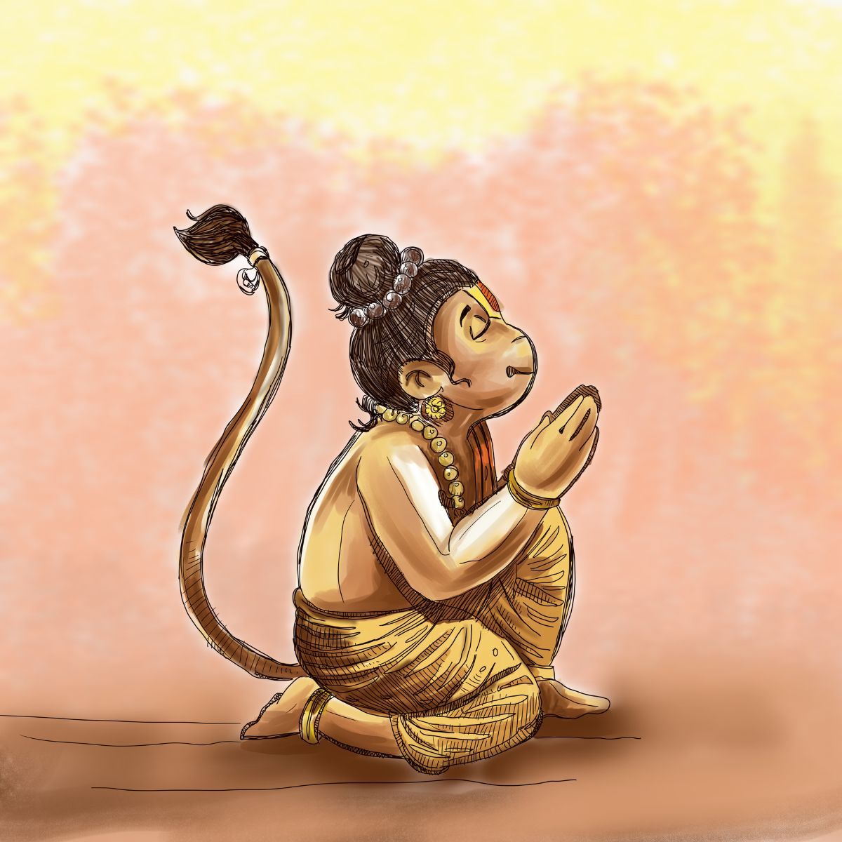 1200x1200 Bal Hanuman Painting Wallpaper Mural®
