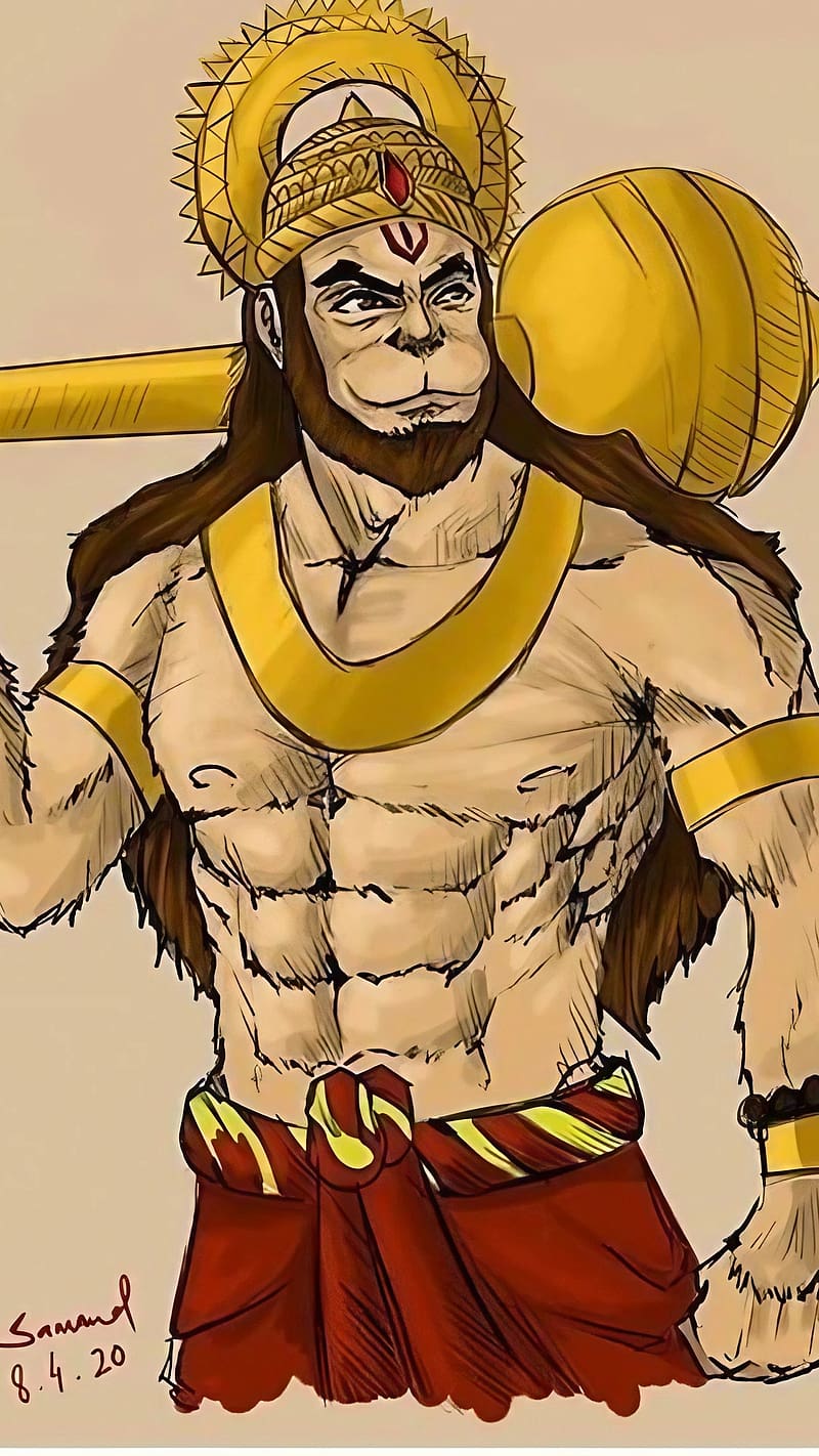 800x1422 Hanuman Ji Ke Acche, hanuman drawing, lord, god, bhakti, devtional, HD phone wallpaper