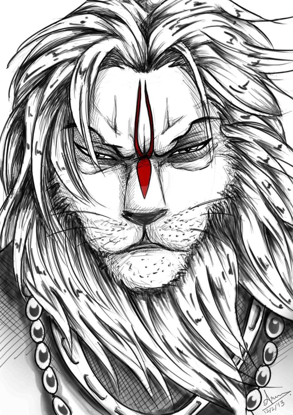 1024x1448 Hanuman Sketch Wallpaper