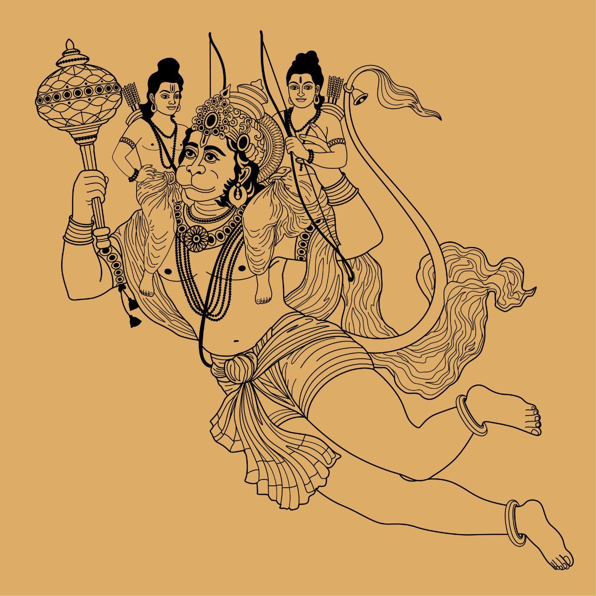 1200x1200 Hanumanji Carrying Ram ji and Laxman ji Mural Wallpaper®