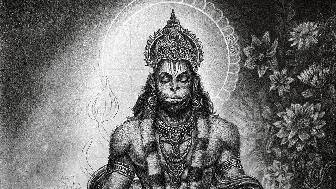 1280x720 Background Drawing of Hanuman Ji Drawing Competition
