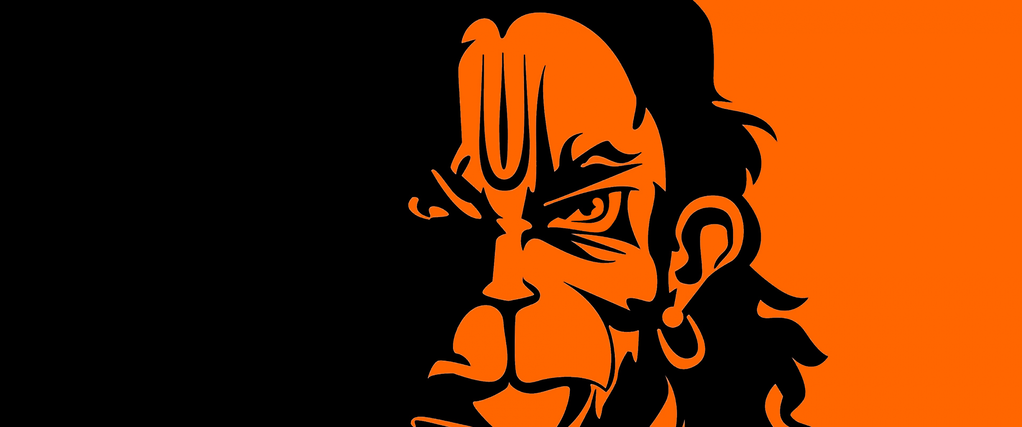 3440x1440 Lord Hanuman Wallpaper 4K, Minimalist, Anjaneya