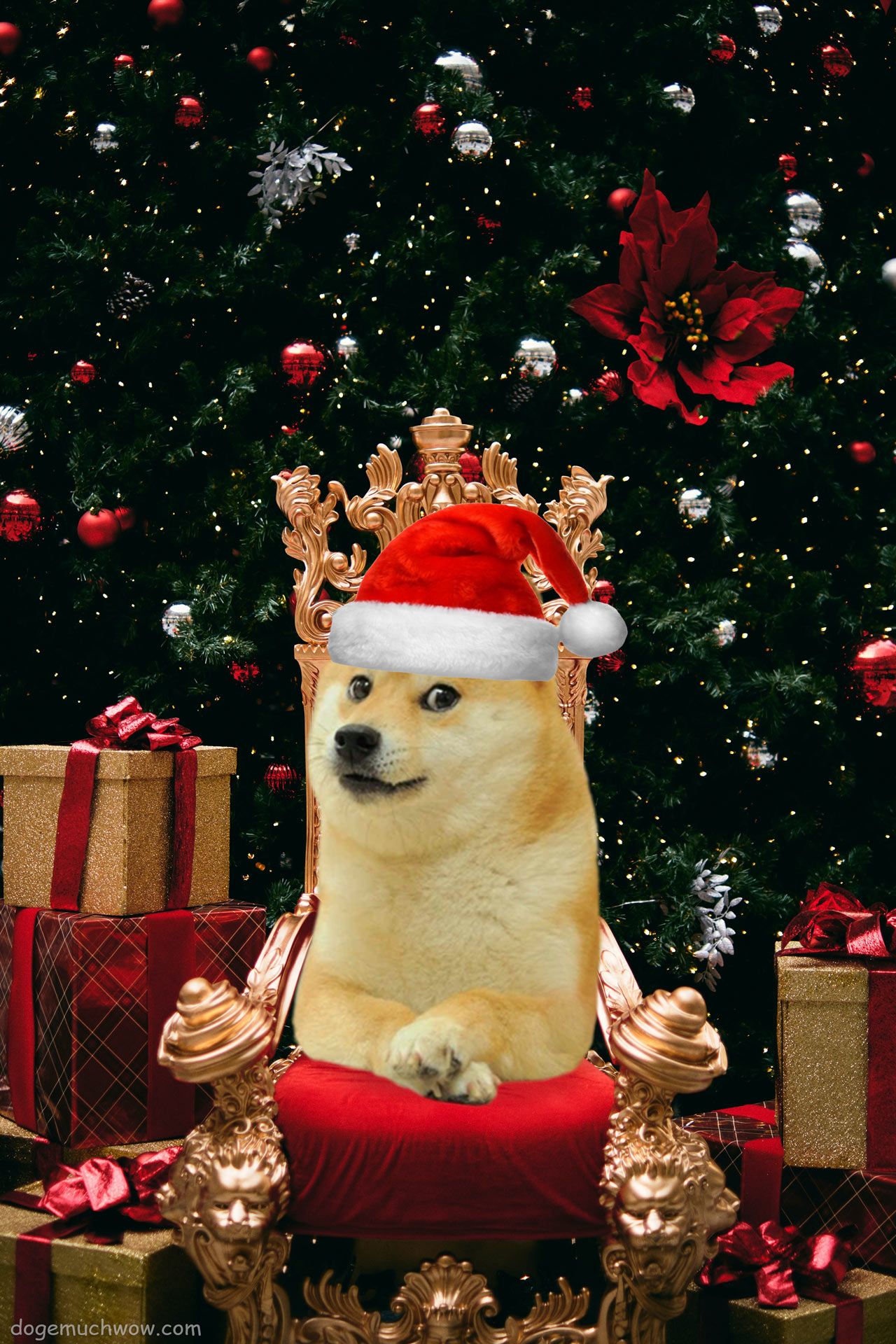 1280x1920 Christmas Themed Doge Wallpaper