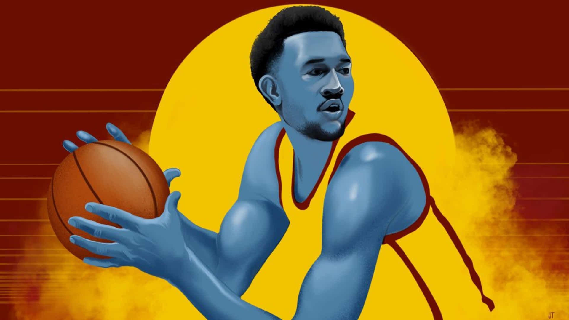 1920x1080 Download Evan Mobley Basketball Illustration Wallpaper