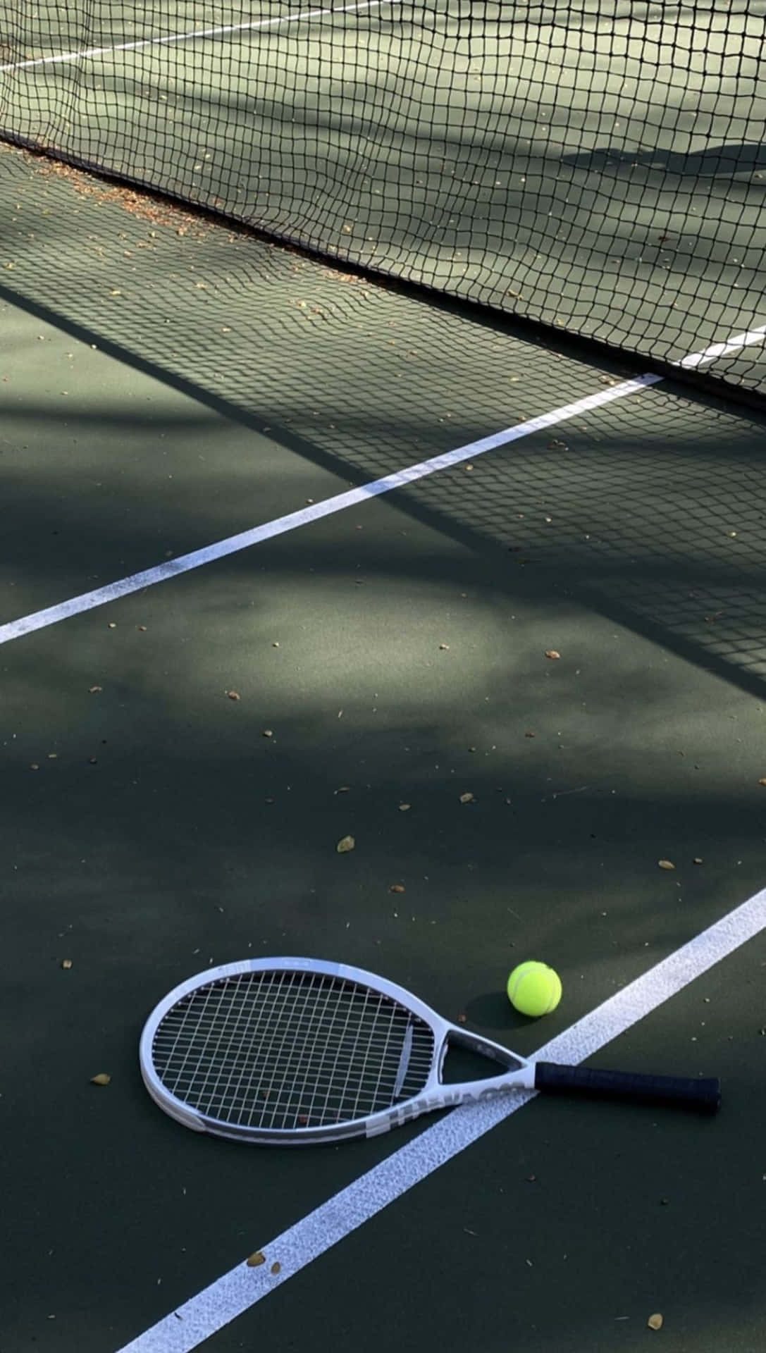 1087x1920 Download Tennis Racketand Ballon Court Wallpaper
