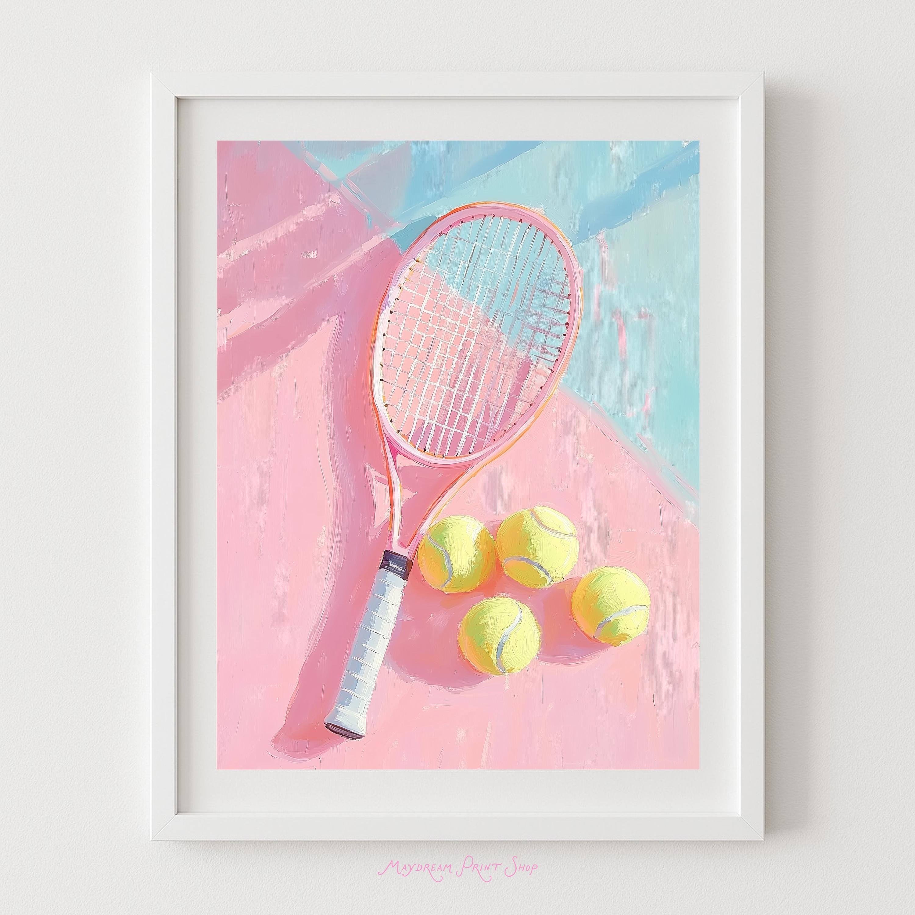 3000x3000 Retro Pink Tennis Art Print: 80s Style Sports Decor (digital Download)