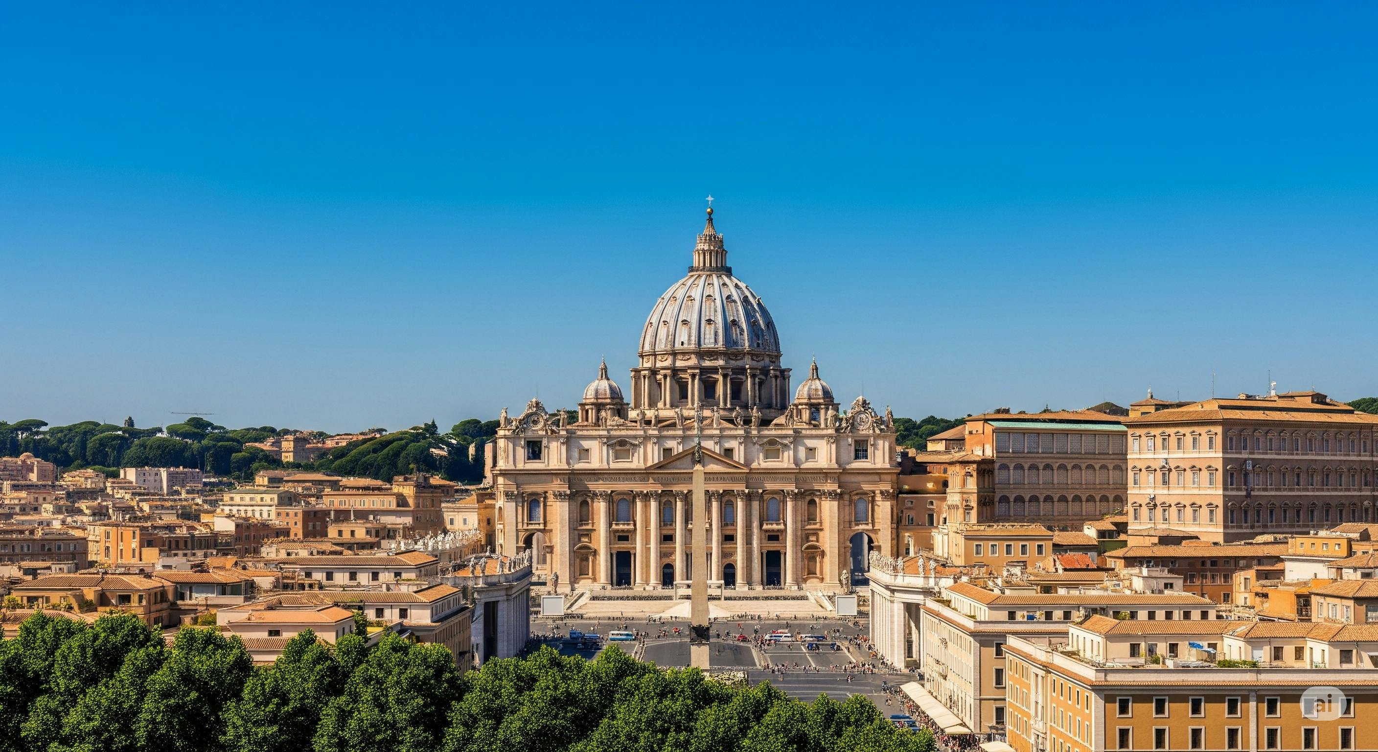 2816x1536 St. Peter's Basilica in Rome under a Clear Blue Sky · Free