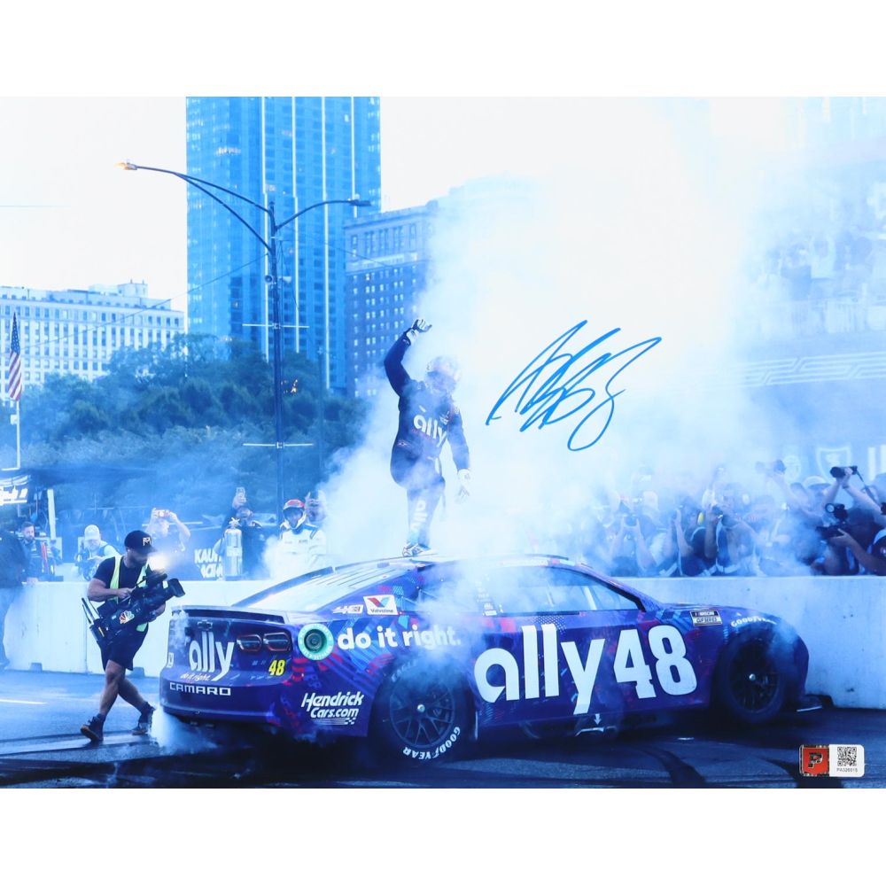 1000x1000 Alex Bowman Signed 2024 Chicago Street Race Win Celebration 11x14 Photo (PA)