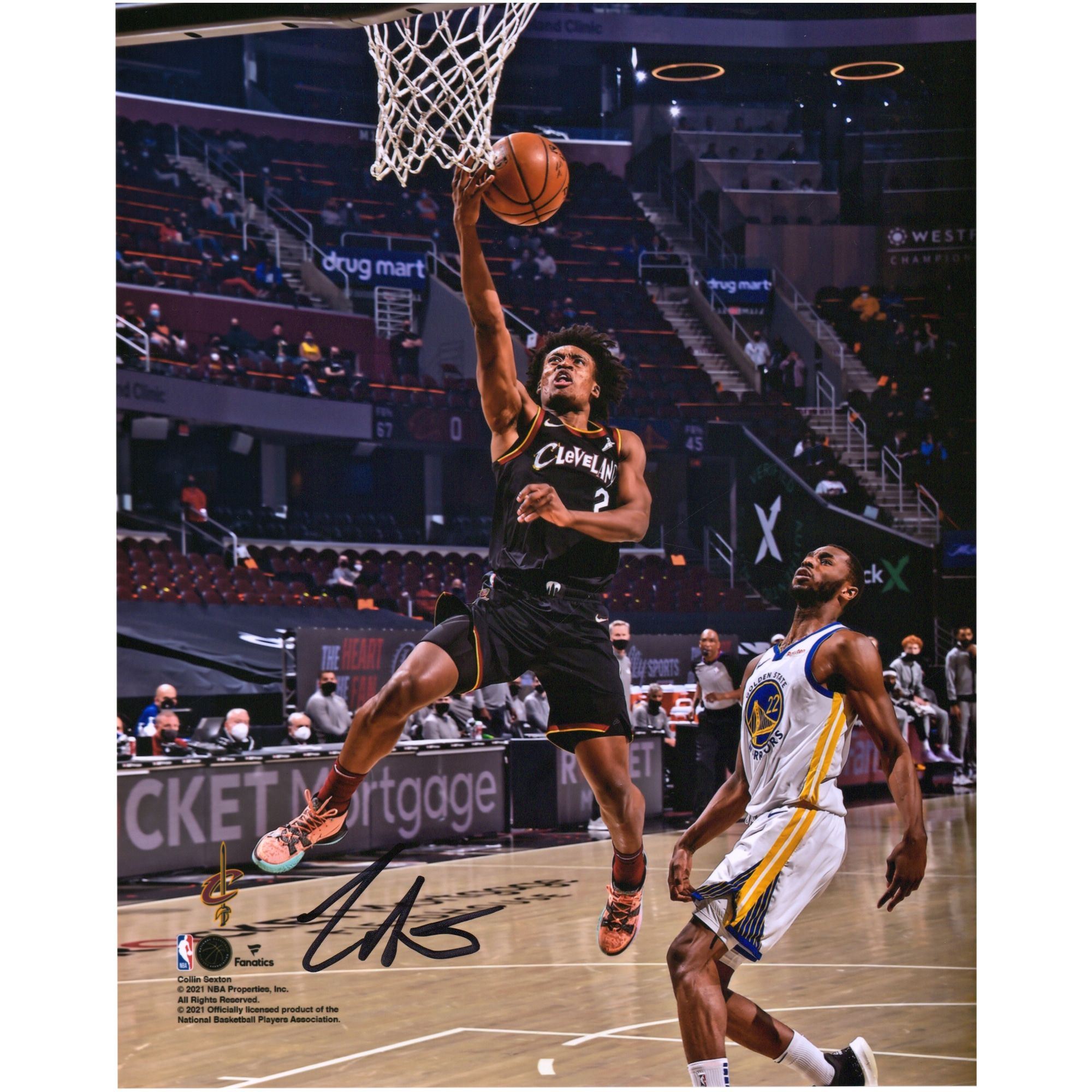 2000x2000 Collin Sexton Cleveland Cavaliers Autographed 8 x 10 Layup vs. Golden State Warriors Photograph
