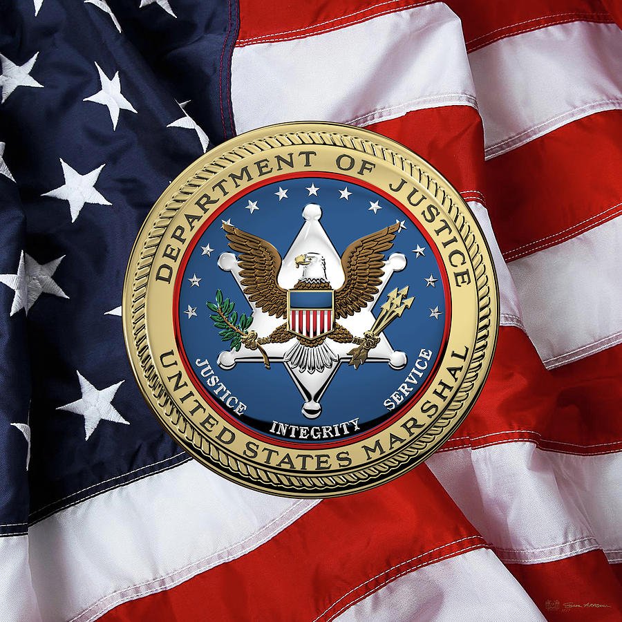 900x900 U. S. Marshals Service S M S Seal over American Flag