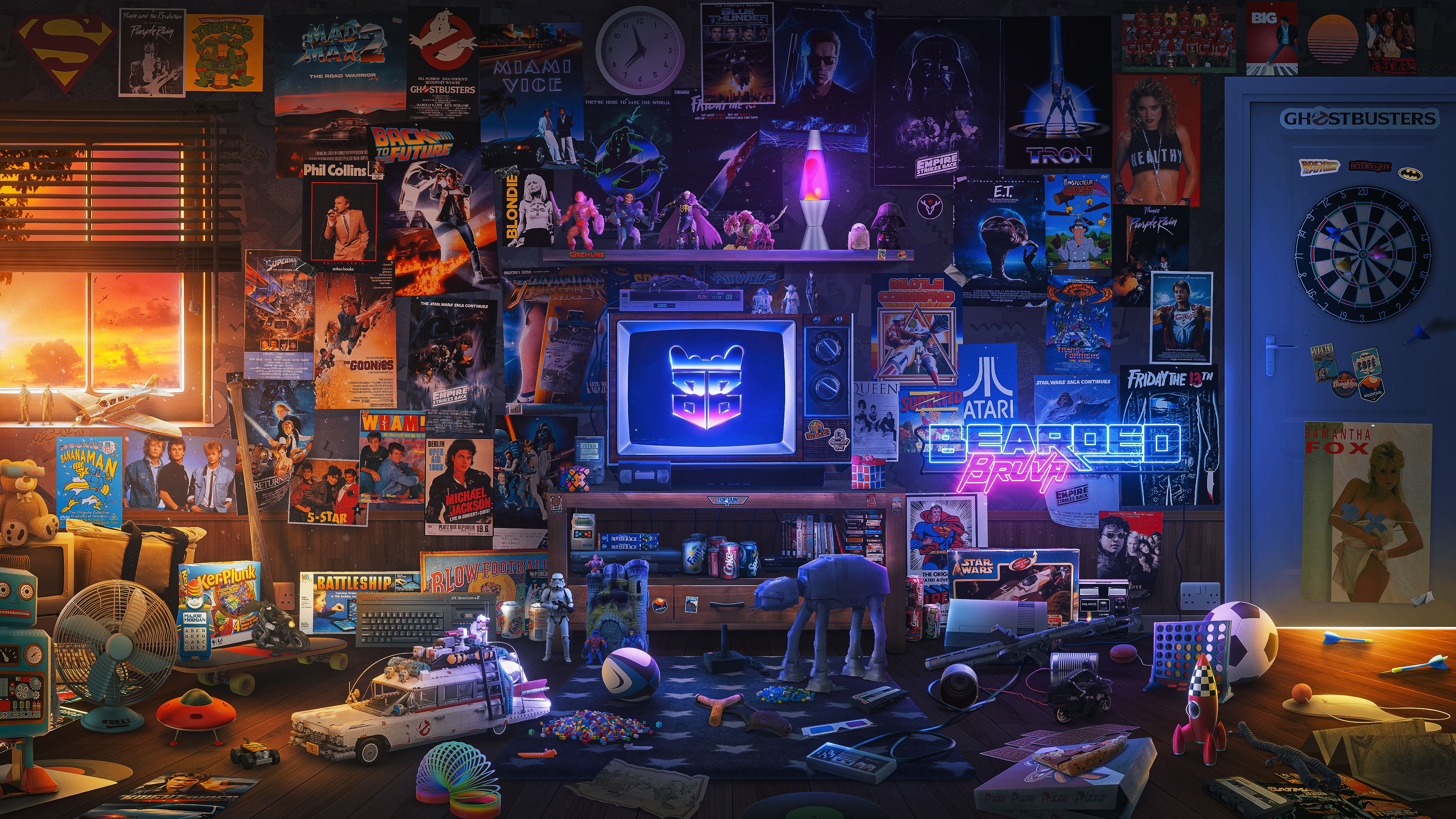 4074x2292 Nostalgic Wallpaper 4K, Room, Retro style, Neon