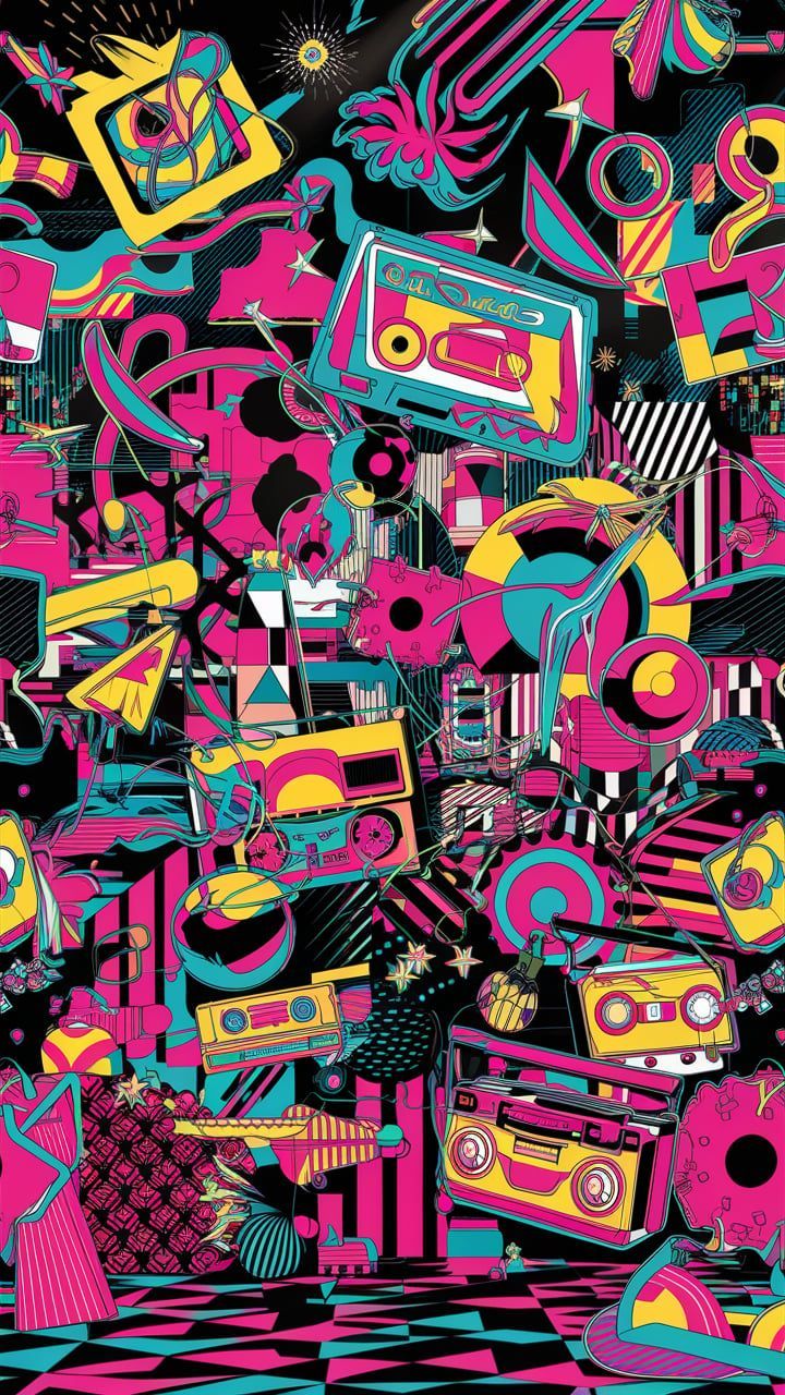720x1280 Vibrant 80s Retro Wallpaper: A Nostalgic Celebration