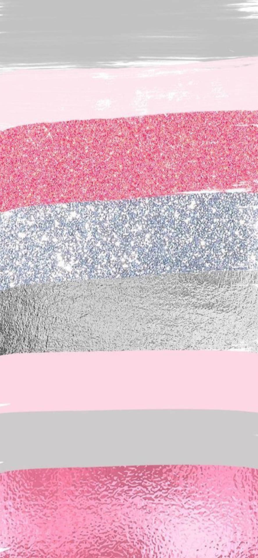 887x1920 Download Pink Silver Glitter Stripes Wallpaper