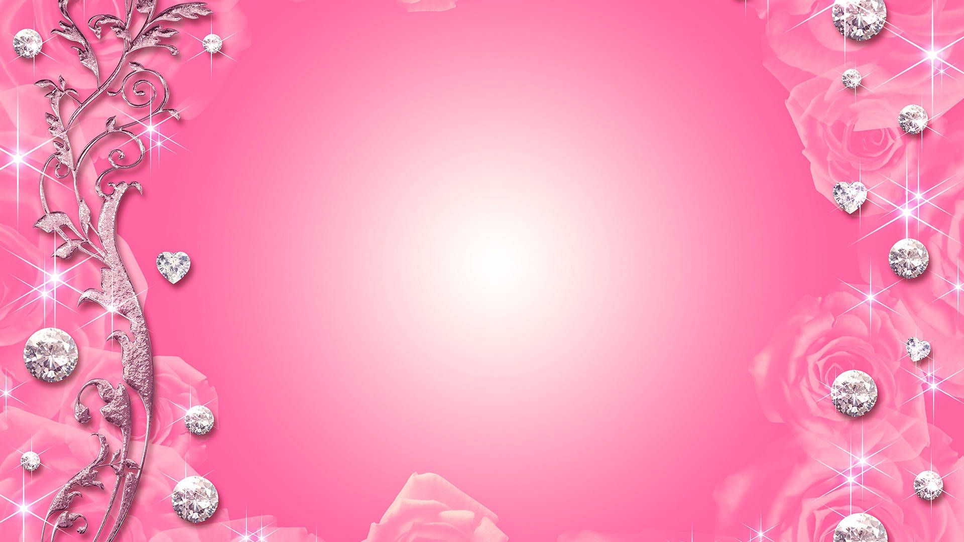1920x1080 Download Silver Sparkled Border Pink Background Wallpaper