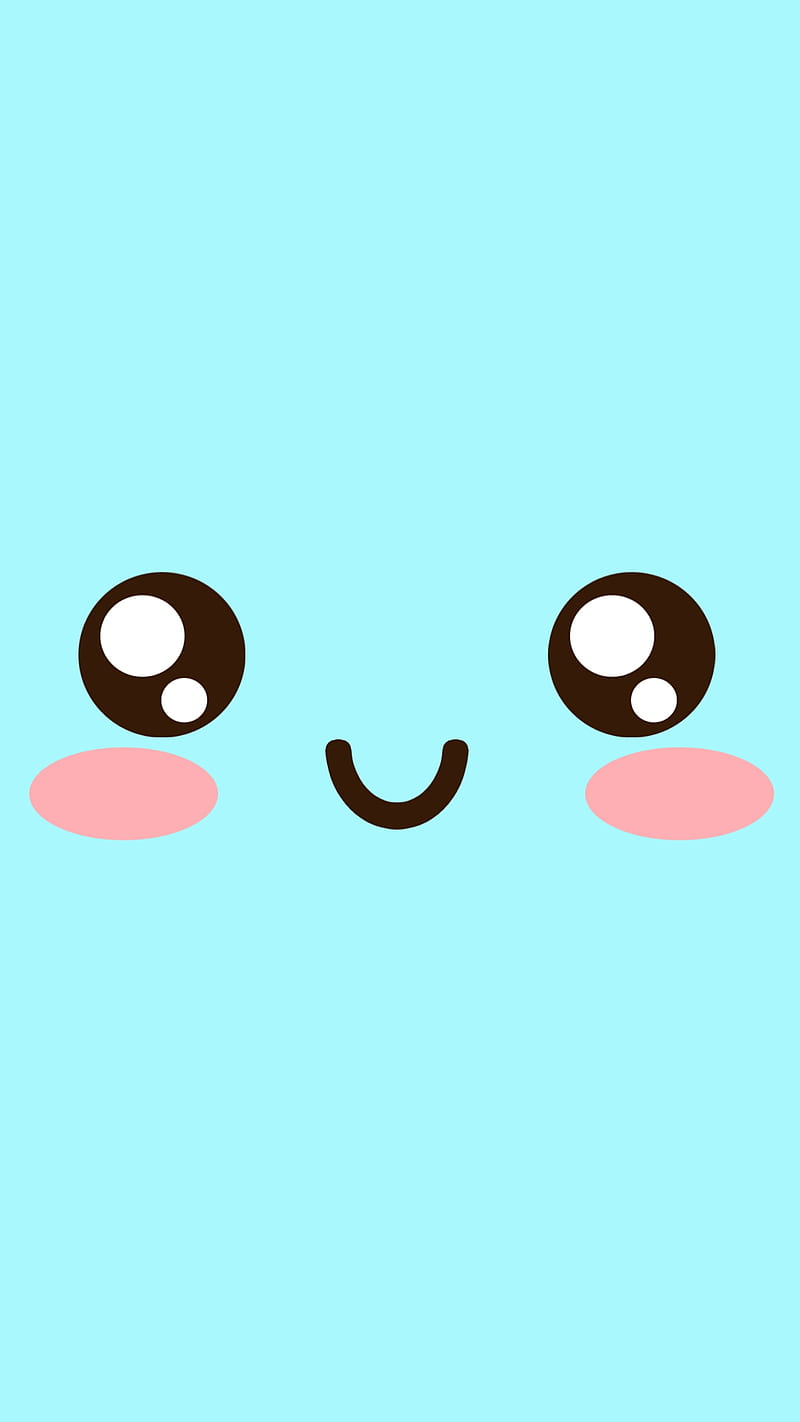 800x1422 Kawaii Cyan Face, minimalist, HD phone wallpaper