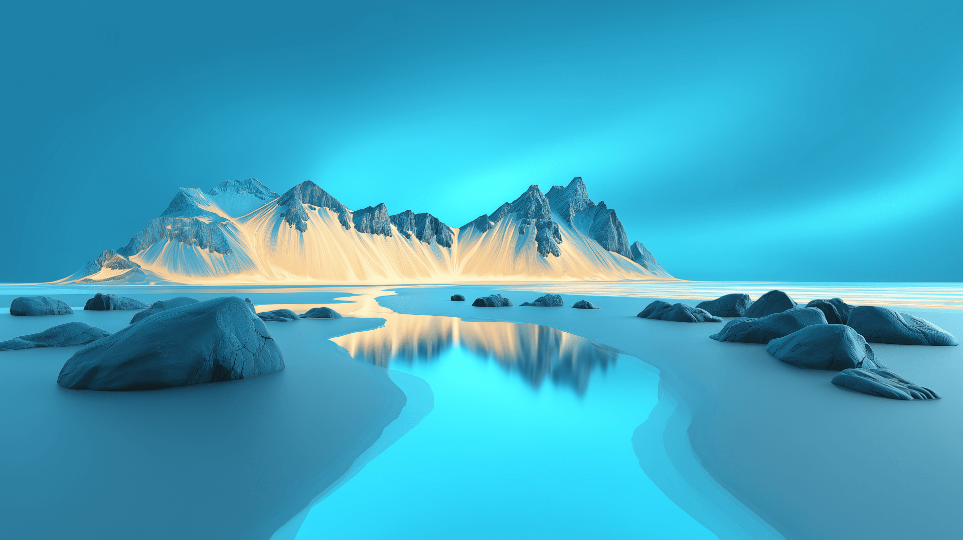 1920x1076 Cyan Winter Mountains HD Wallpaper