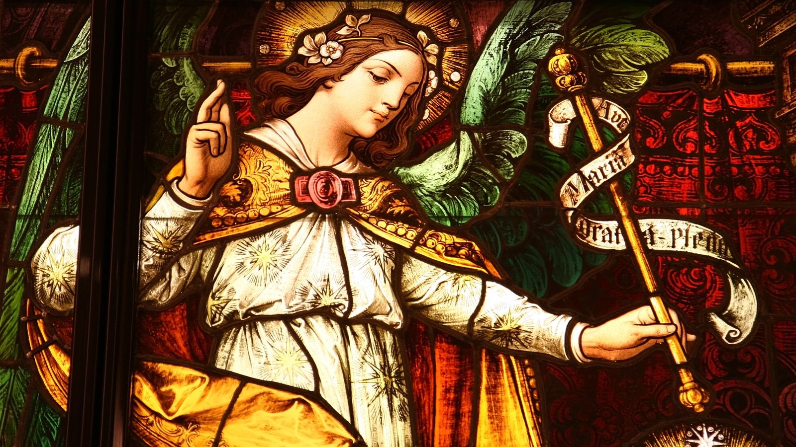 1600x900 Annunciation Glass. Gabriel, the Archangel in a s