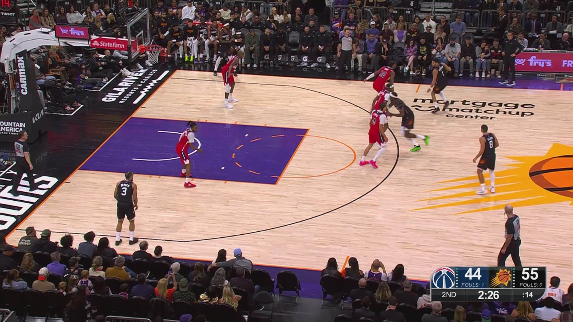 1920x1080 Alex Sarr blocks Devin Booker, leads the fast break