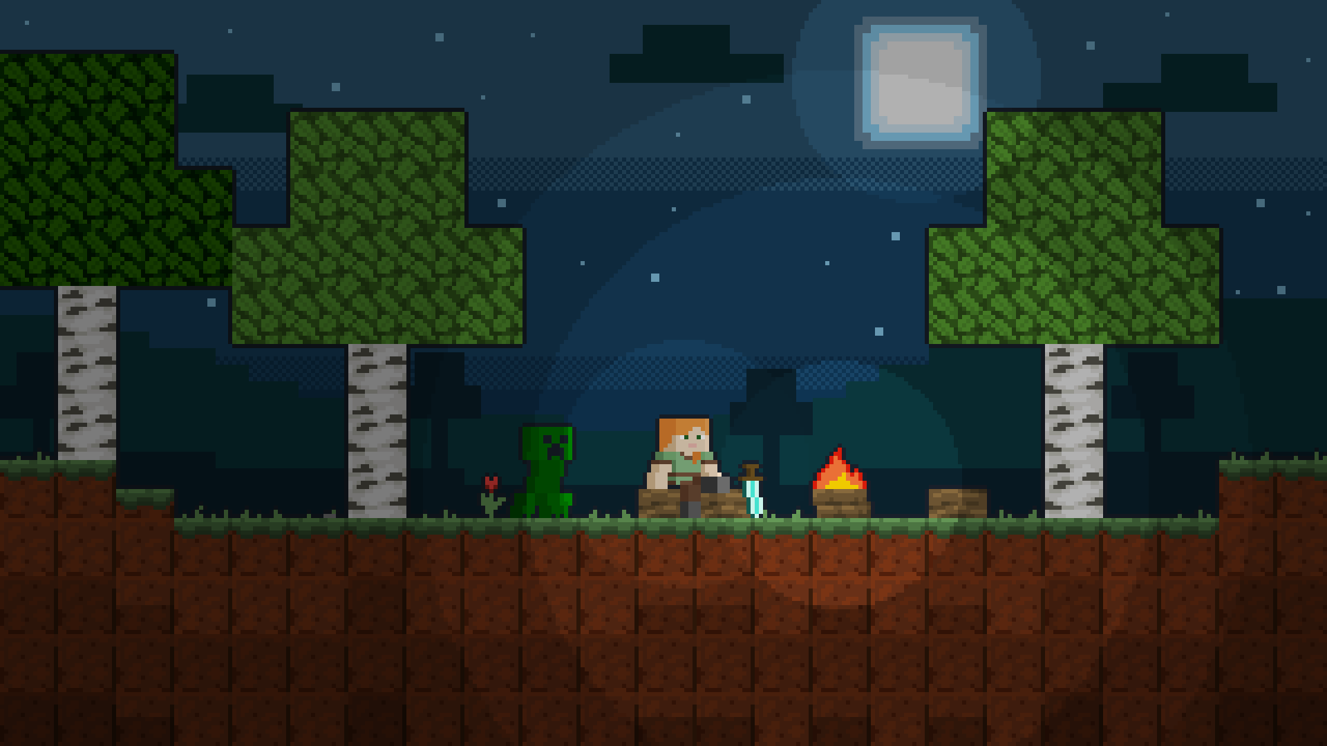 1920x1080 Minecraft 2D Wallpaper