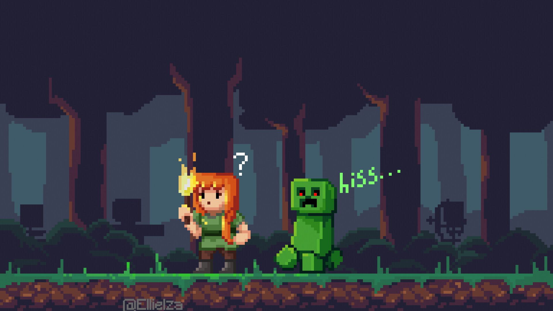 1920x1080 Minecraft Pixel Art Wallpaper