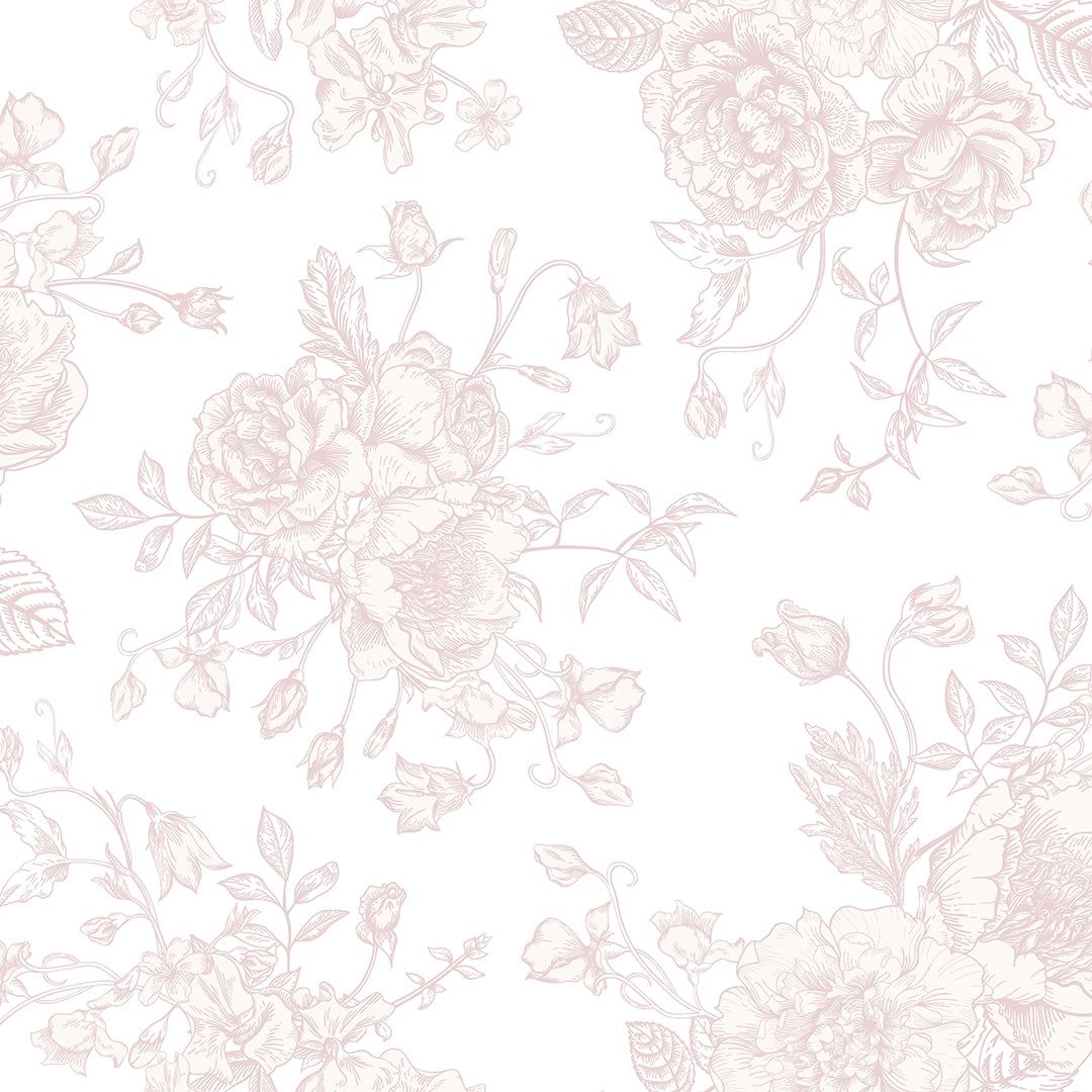 1080x1080 Romantic Roses Wallpaper in Soft Pink on White