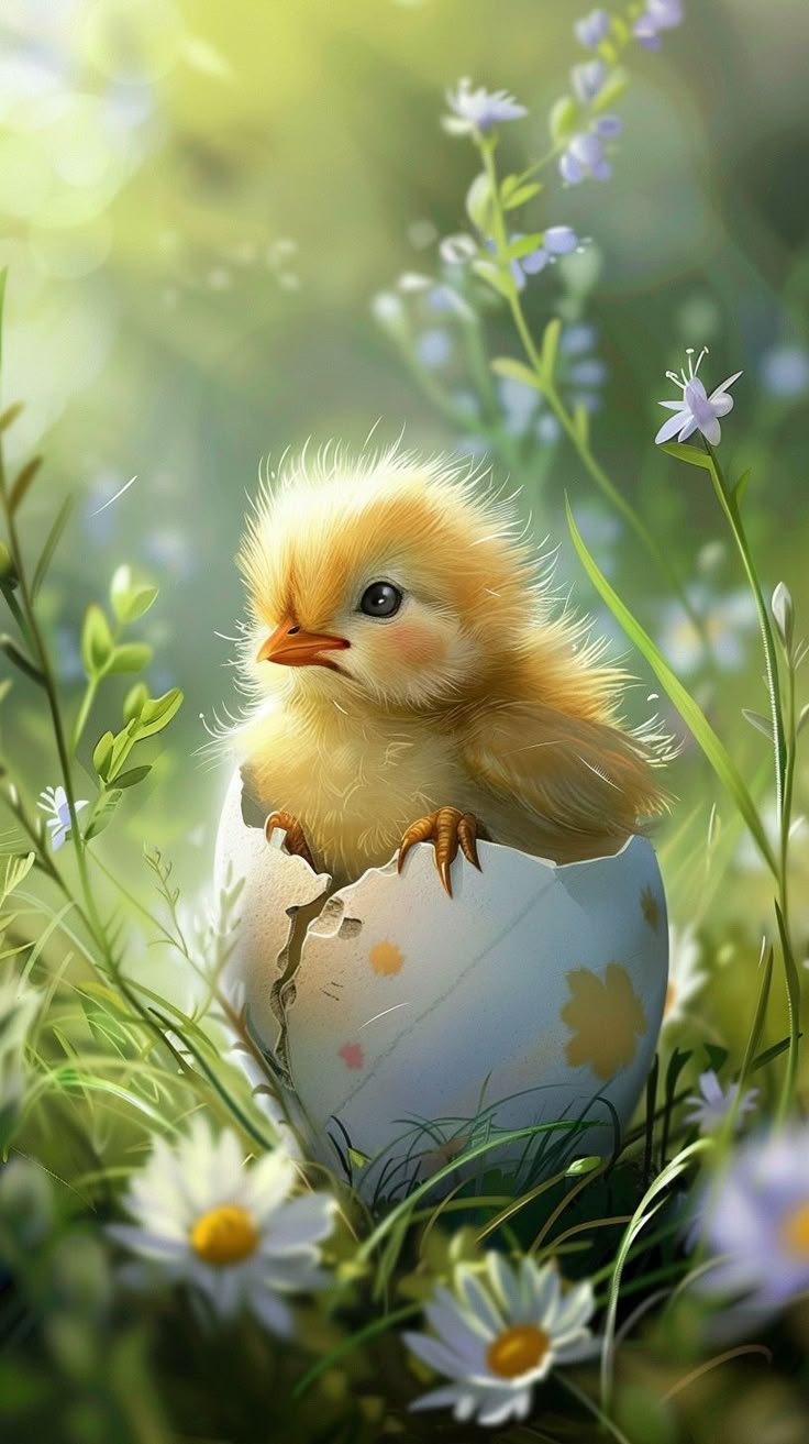 736x1313 Adorable Easter Chick Phone Wallpaper