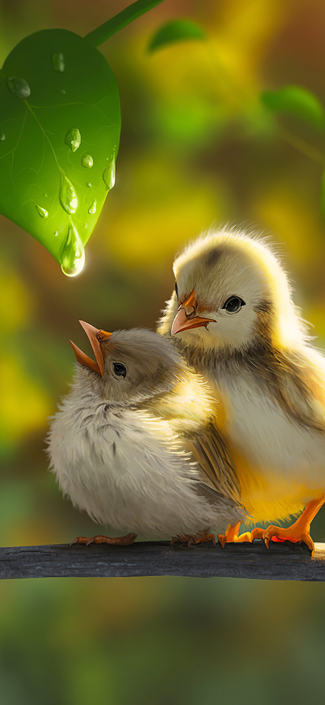 1125x2436 Cute Chicks Wallpaper