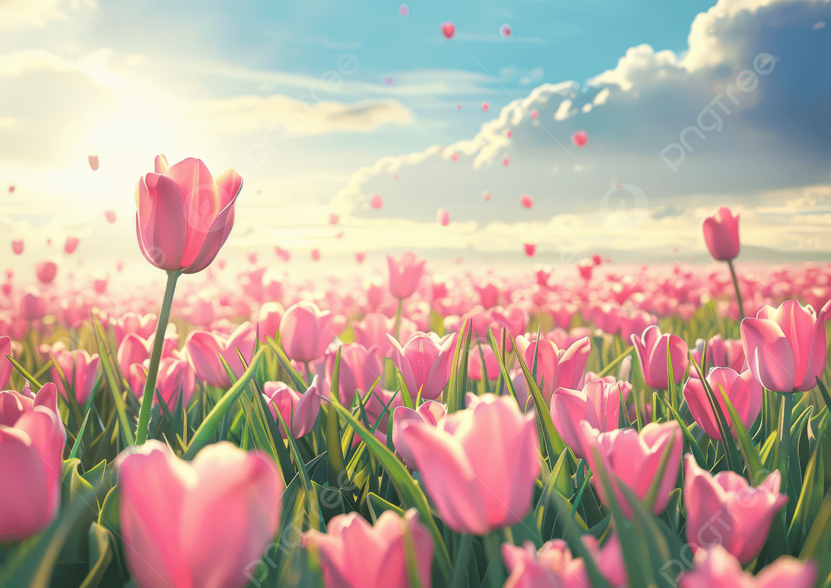 1200x849 A Vibrant Field Of Pink Tulips Under Bright Sky Symbolizing Beauty And Nature S Splendor, Flowers, Tulips, Field Background Image And Wallpaper for Free Download
