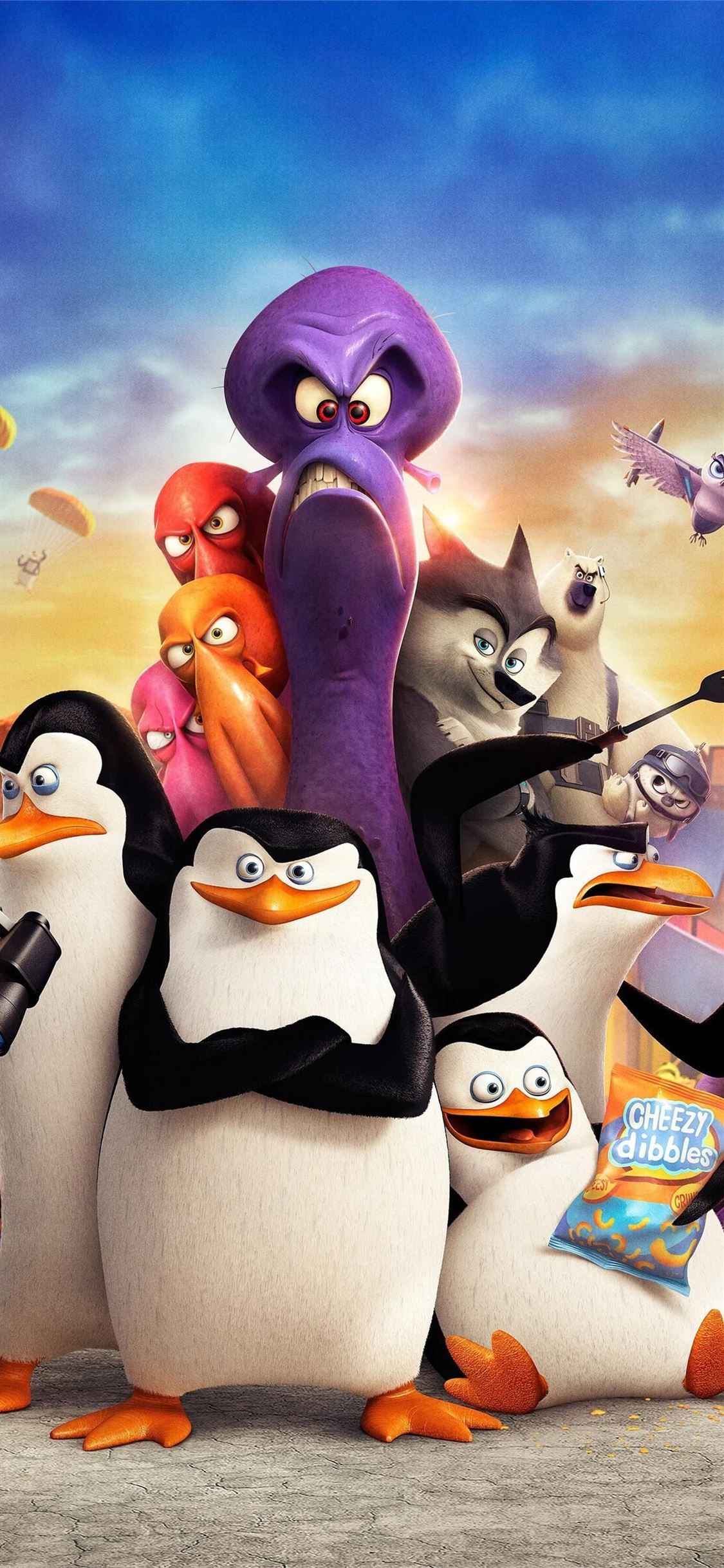 1125x2436 Penguins of Madagascar Phone iPhone X Wallpaper Free Download