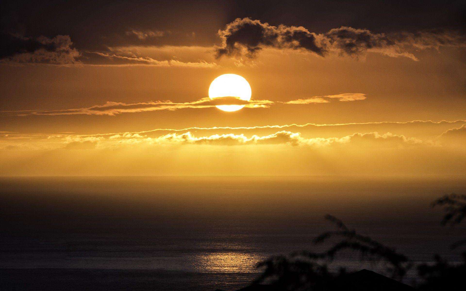 1920x1200 Ocean, Sunset, sunlight, View, Download, Free Image, Sea, Clouds