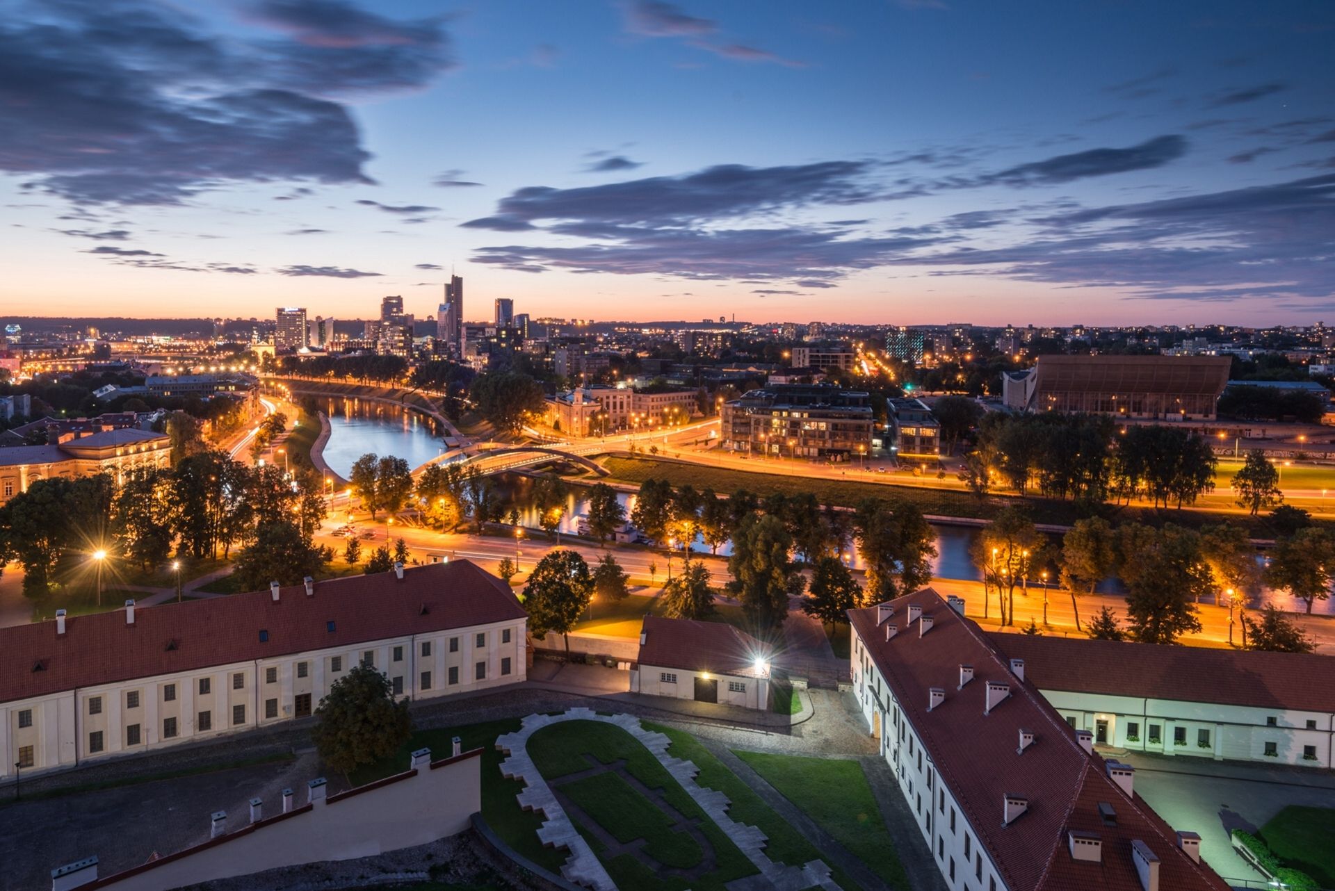 1920x1282 Download City Night Cityscape Lithuania Man Made Vilnius HD Wallpaper
