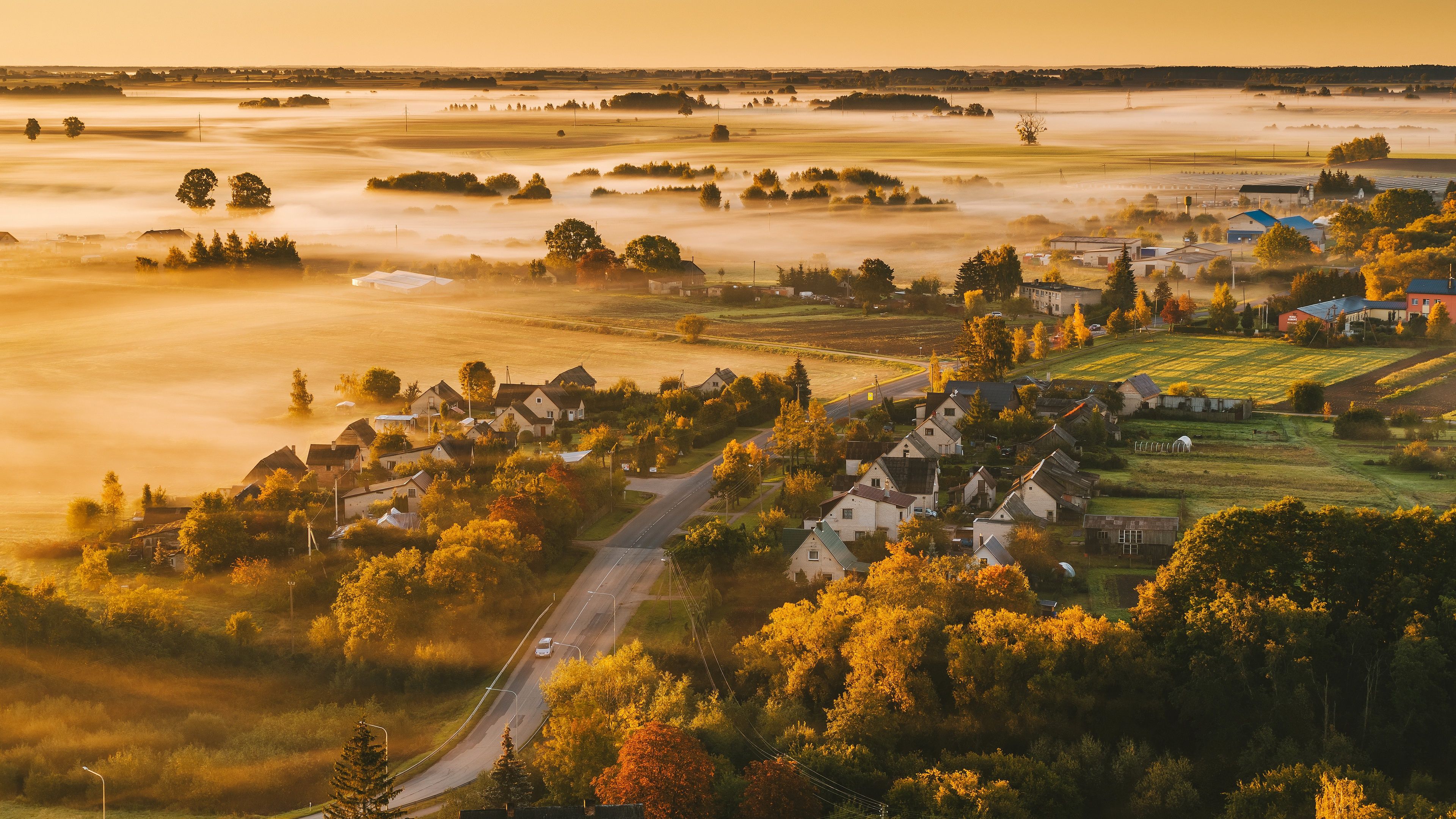 3840x2160 Download Fog Kaunas Lithuania Photography Landscape 4k Ultra HD Wallpaper