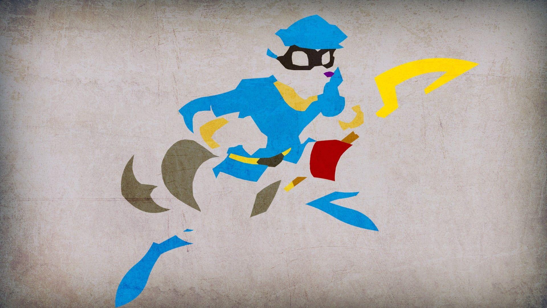 1920x1080 Blue, white, and red abstract painting, Sly Cooper, classics HD