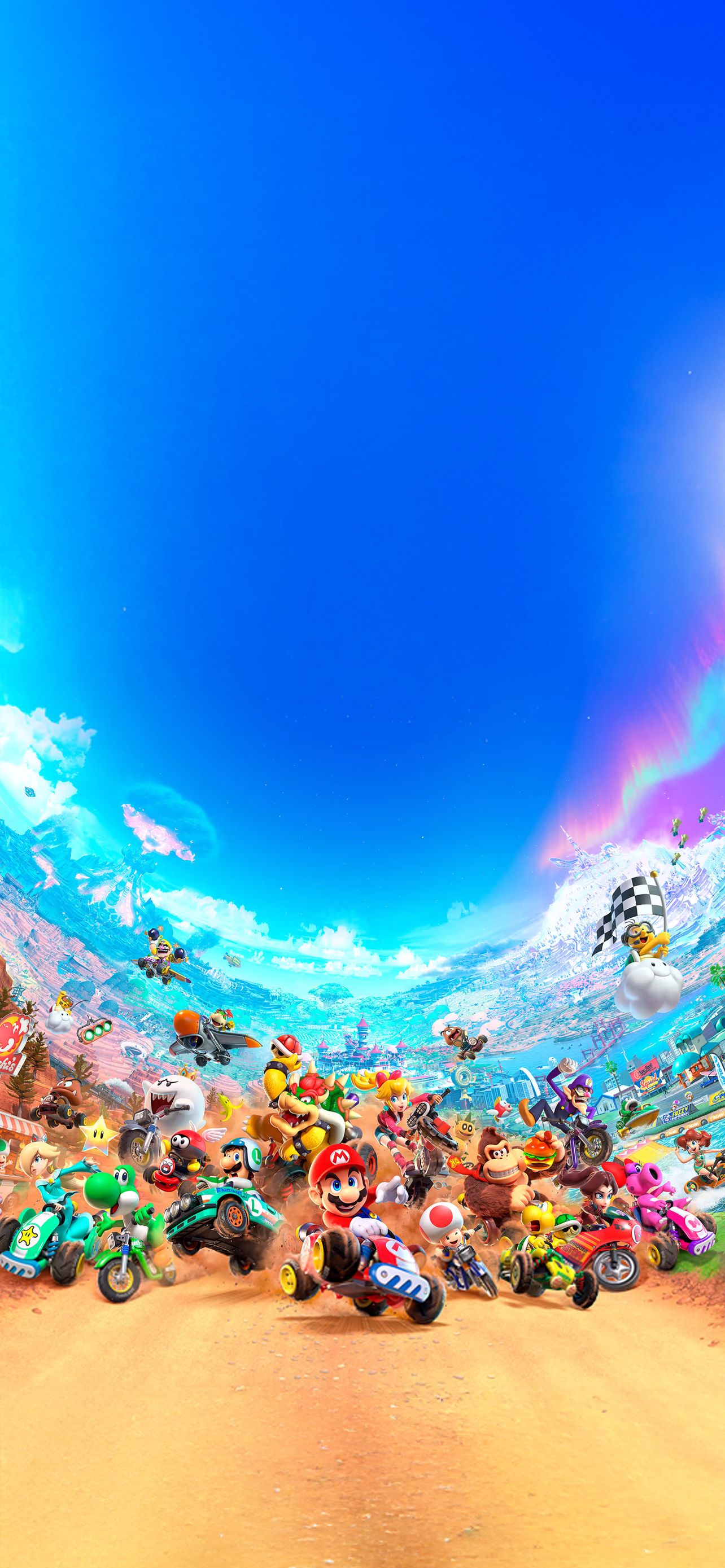 1284x2778 Mario Kart World Artwork Wallpaper with Monocle