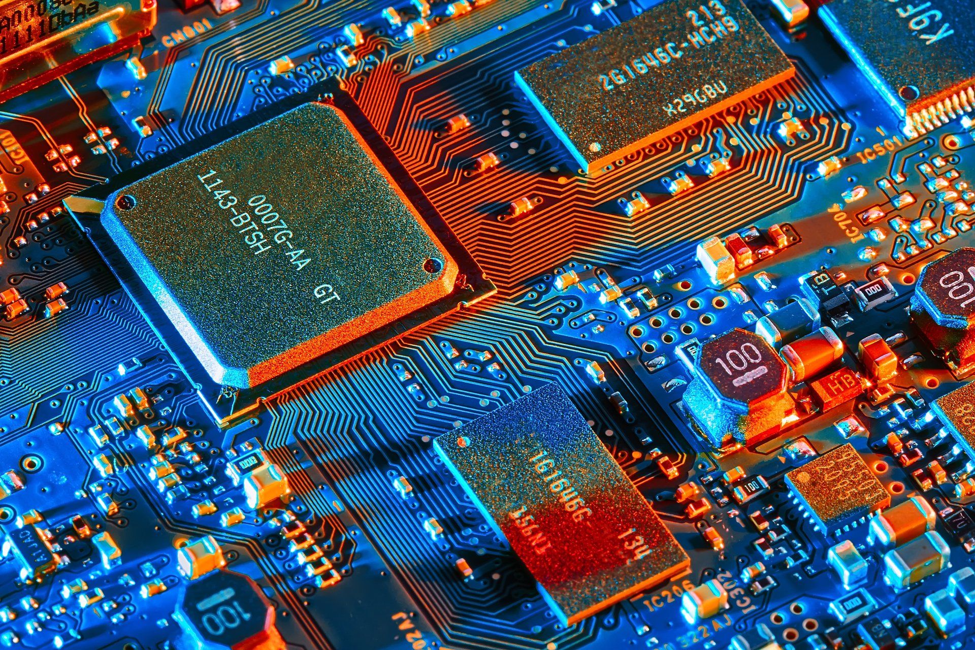 1920x1280 High Definition Wallpaper: Vibrant Circuit Technologyx2053