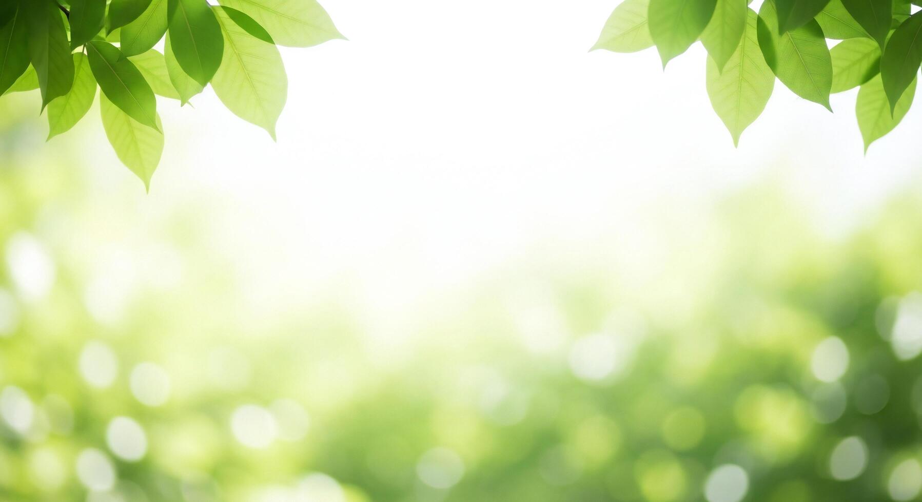 1797x980 Nature background, Nature wallpaper, Green leaves in soft focus with bright bokeh background and white space