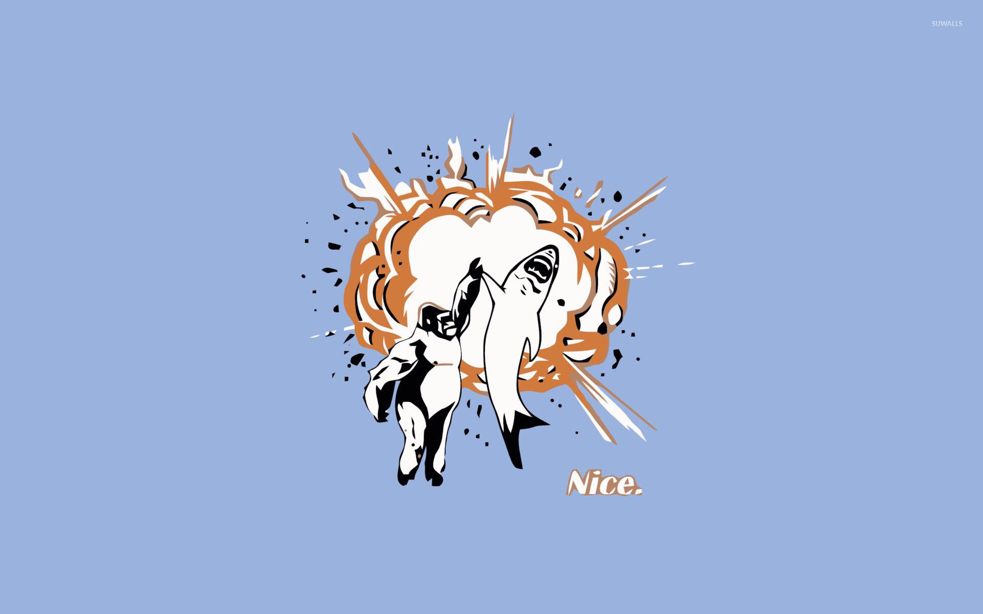 1920x1200 Gorilla and shark high five wallpaper wallpaper