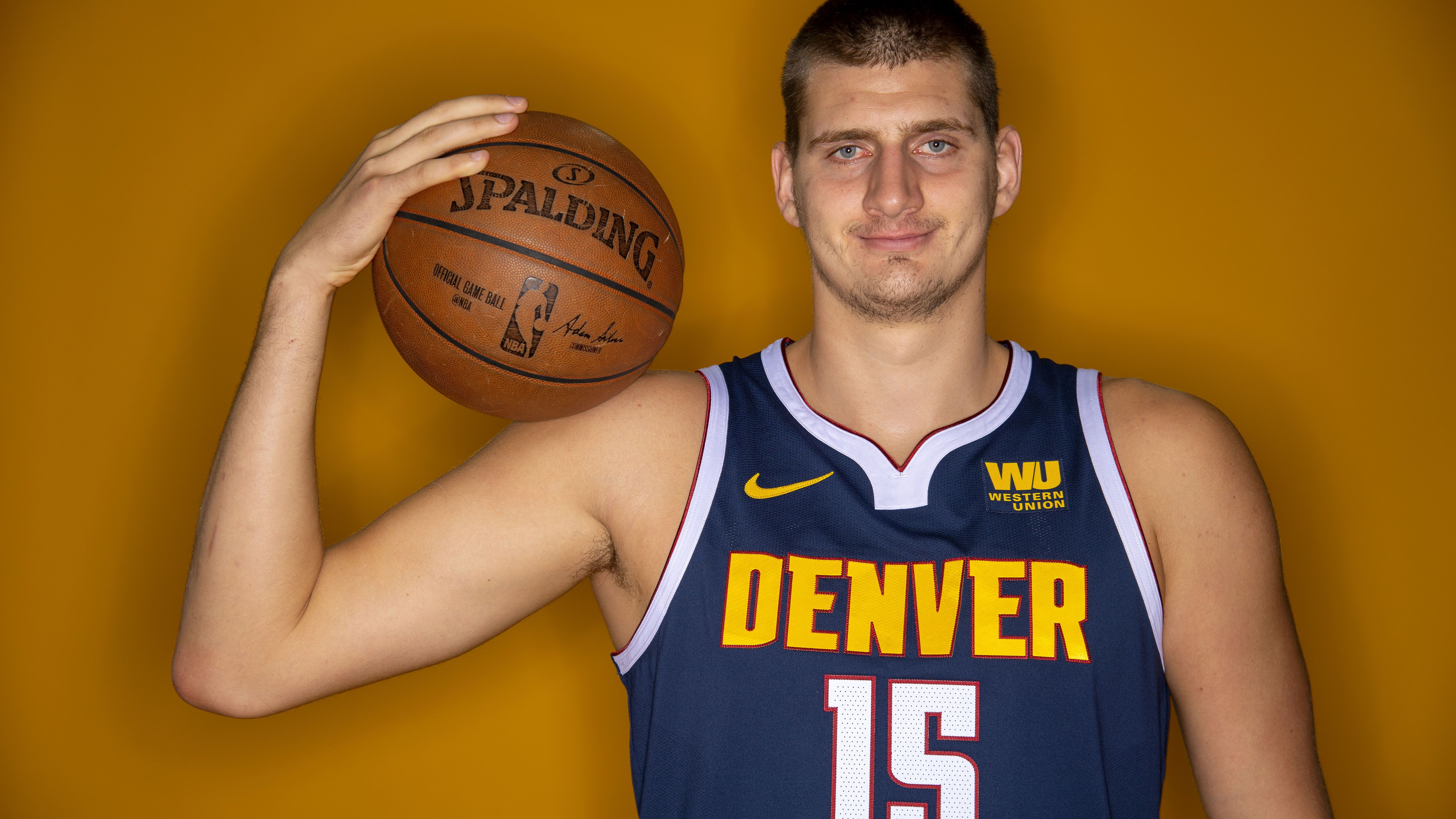 5120x2880 Nikola Jokic With Basketball NBA Nike Serbian HD Nikola Jokic Wallpaper
